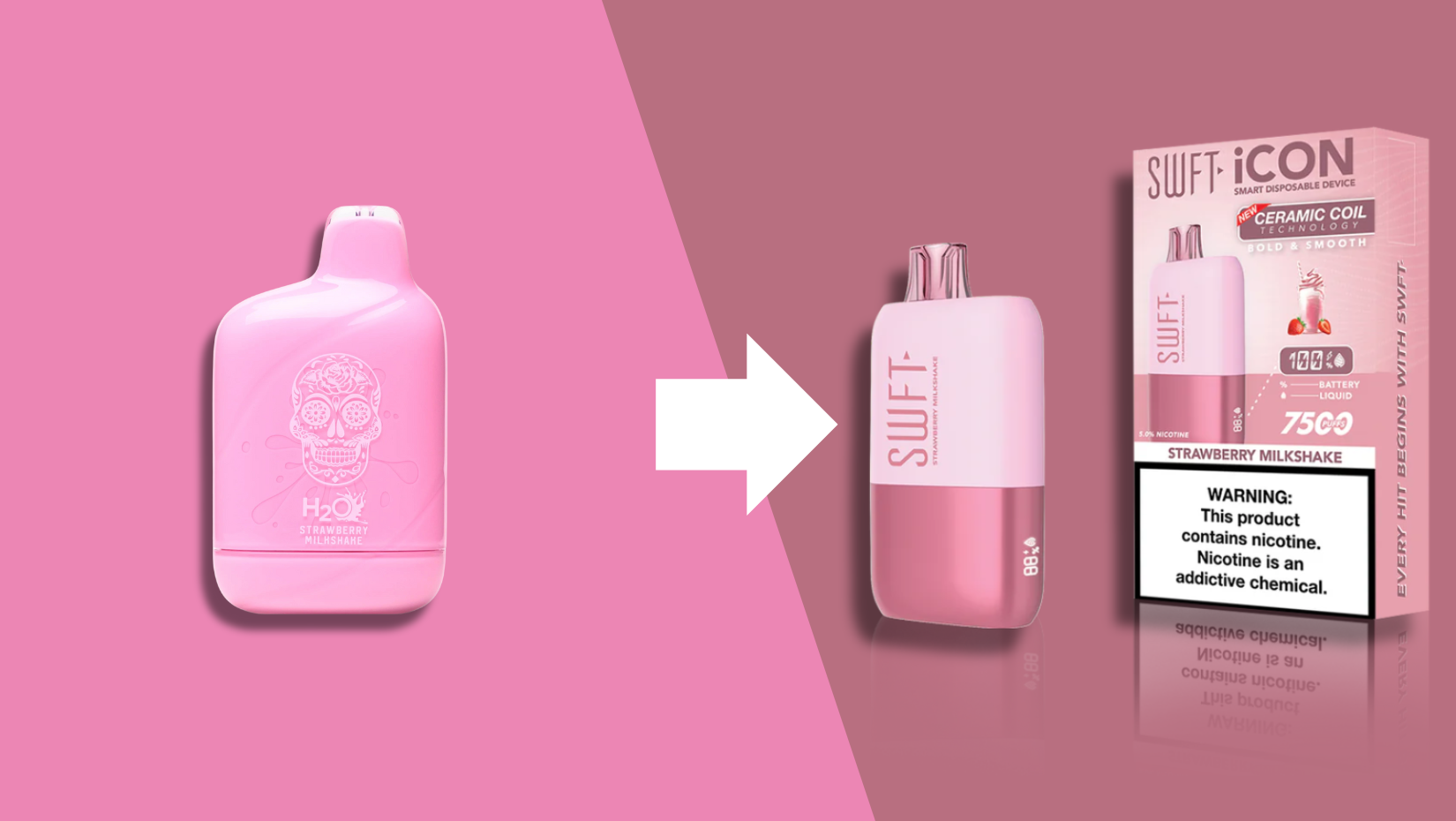 Esco Bars Strawberry Milkshake Replacement Strawberry Milkshake SWFT iCON Disposable Vape