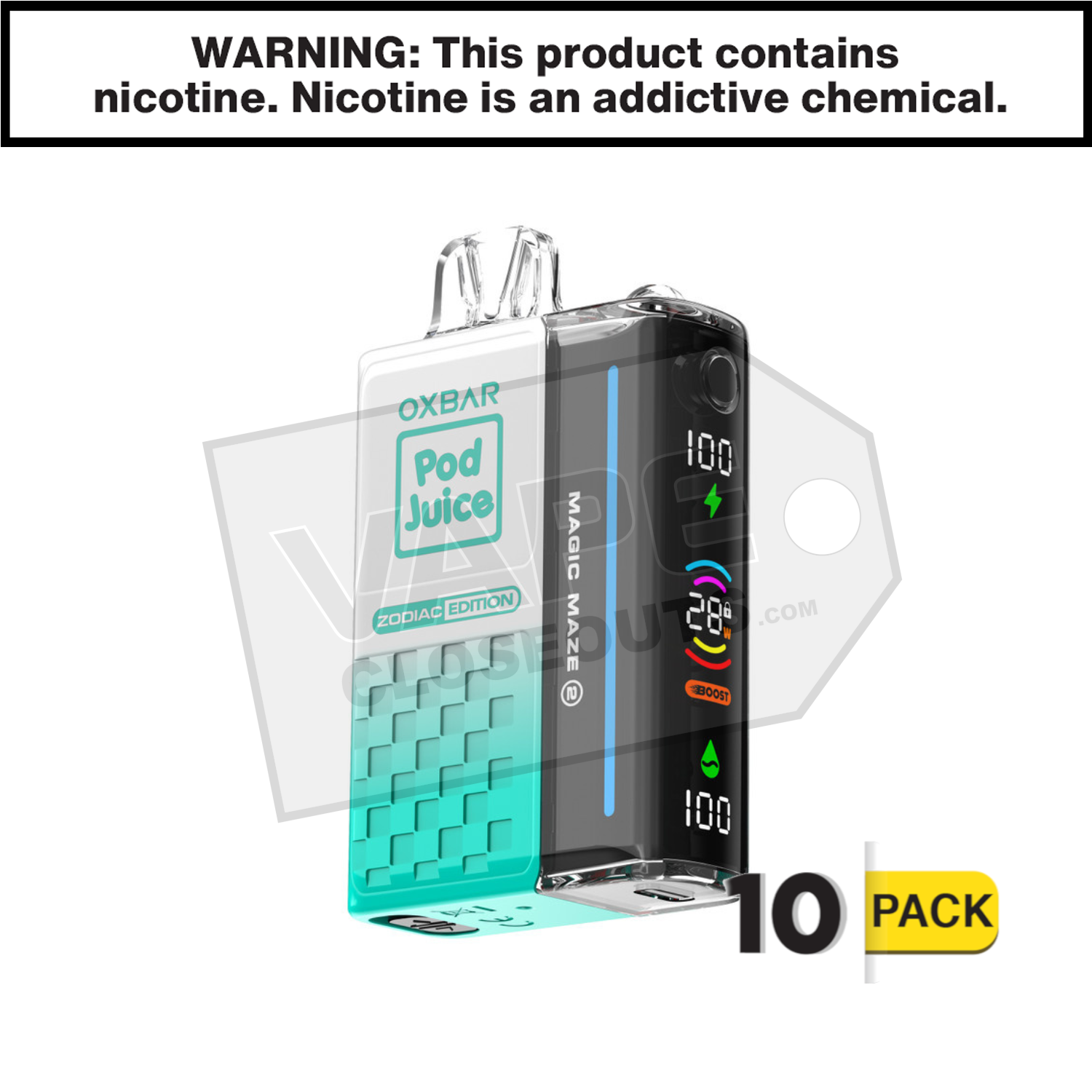 Clear Emerald Oxbar Magic Maze ZERO Nicotine 30K Pod Disposable Vape — image 2