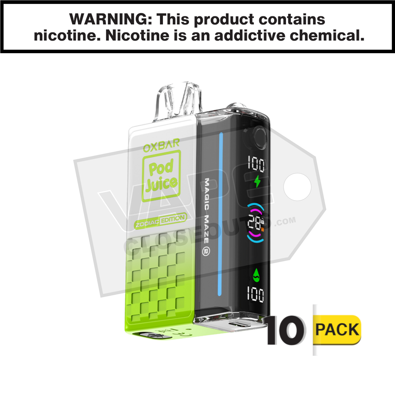 Sour Apple Skittz Oxbar Magic Maze ZERO Nicotine 30K Pod Disposable Vape — image 2