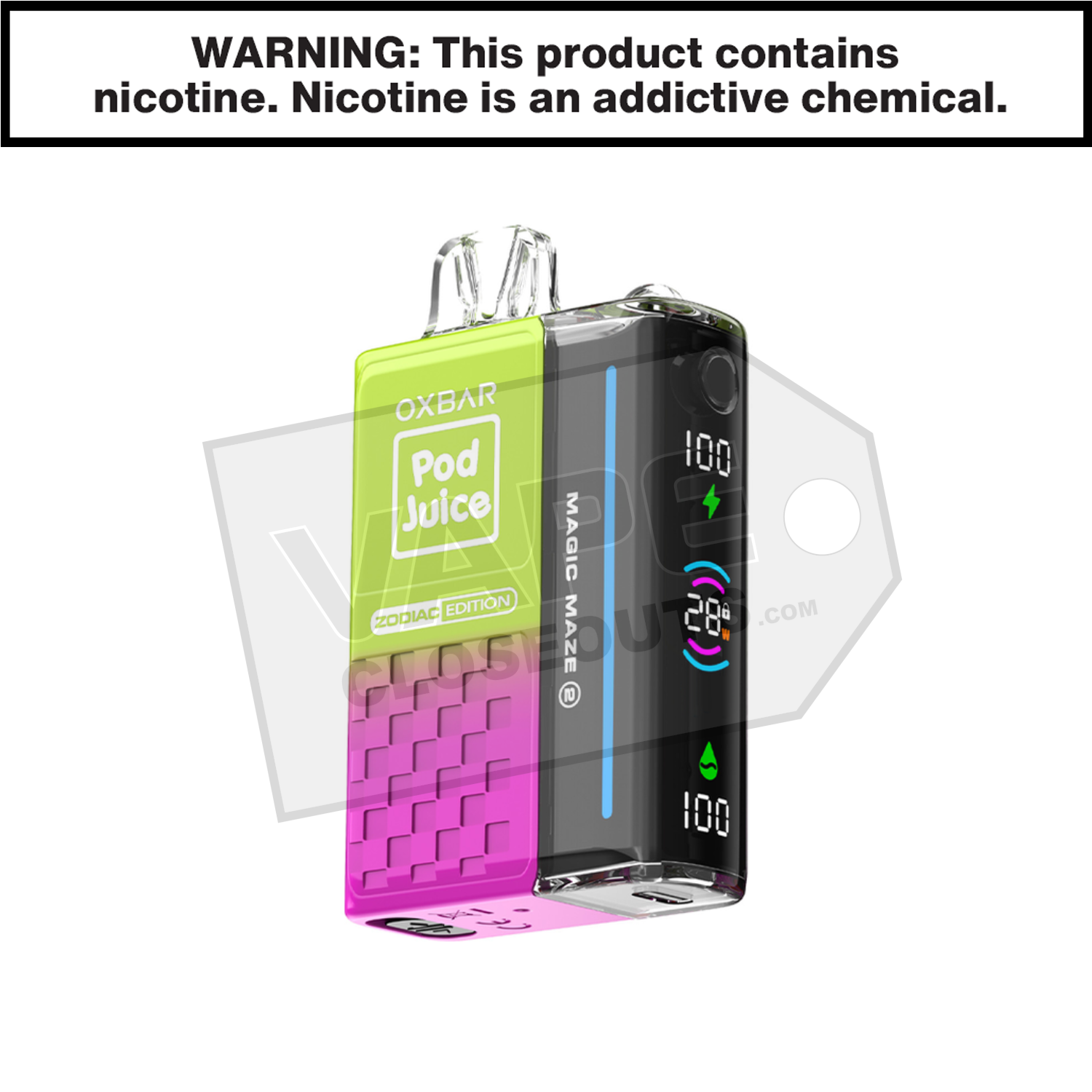 Watermelon Skittz Oxbar Magic Maze ZERO Nicotine 30K Pod Disposable Vape