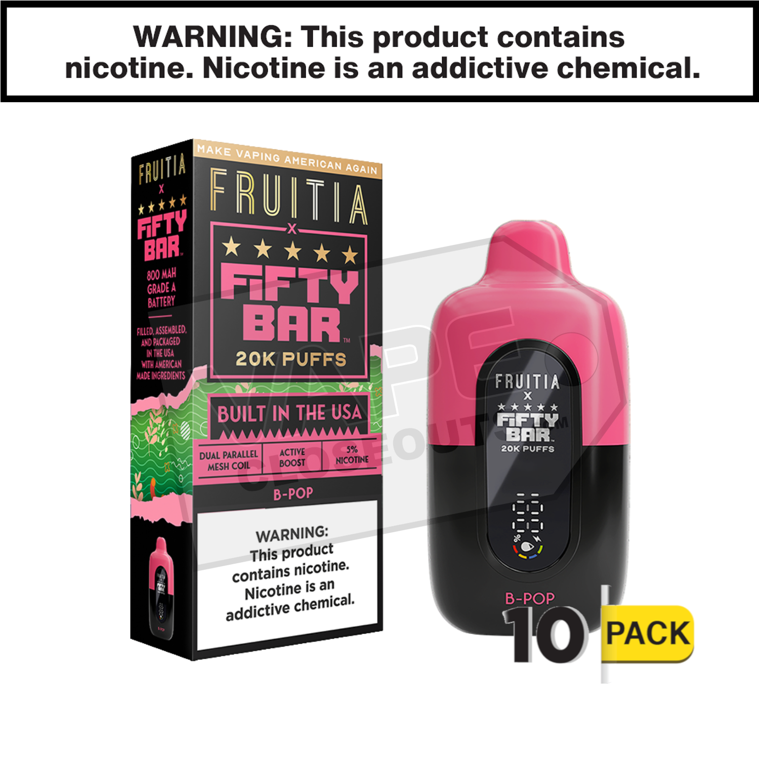 B Pop Fifty Bar Fruitia 20K Disposable Vape — image 2