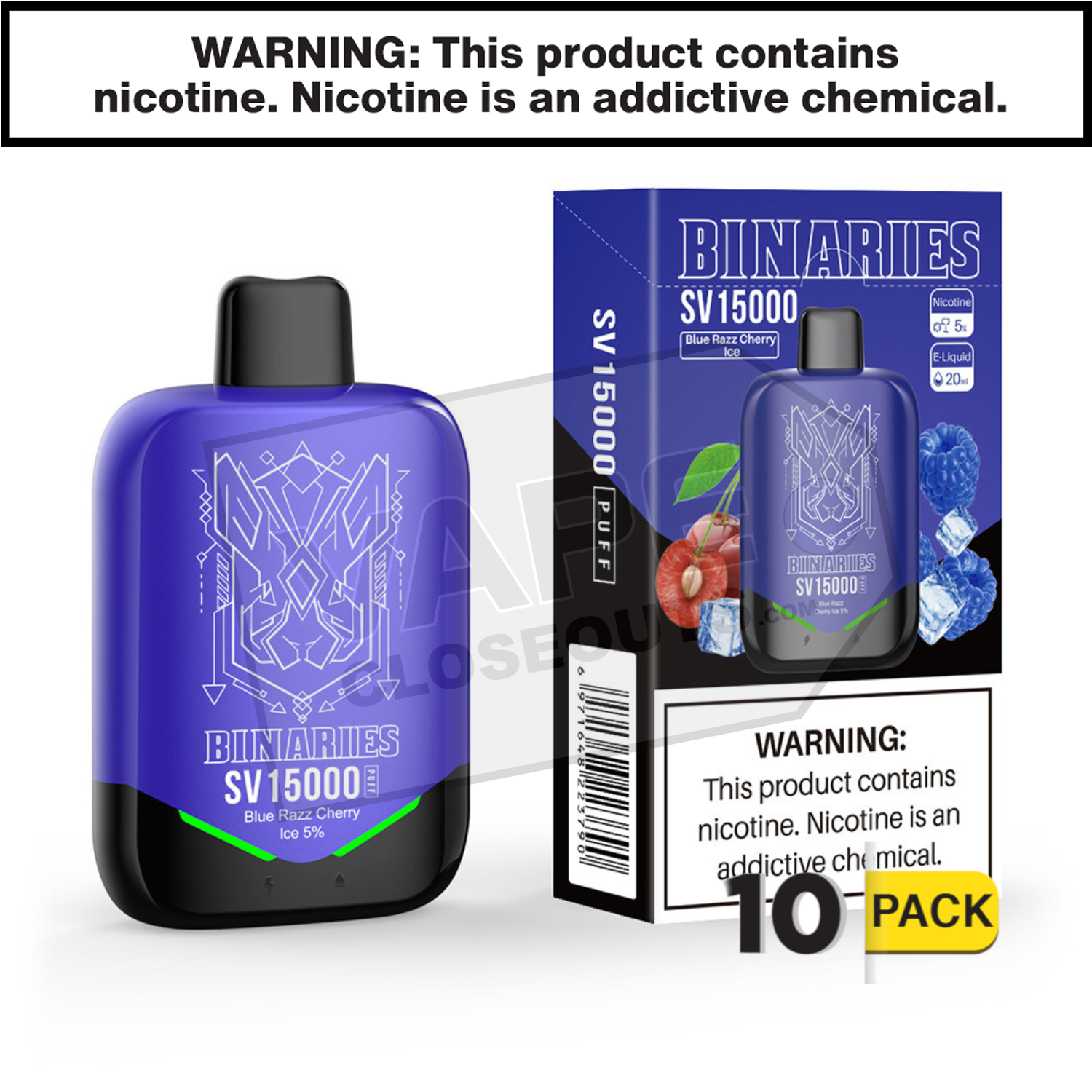 Blue Razz Cherry Ice HorizonTech Binaries Cabin SV Disposable 15000 — image 2