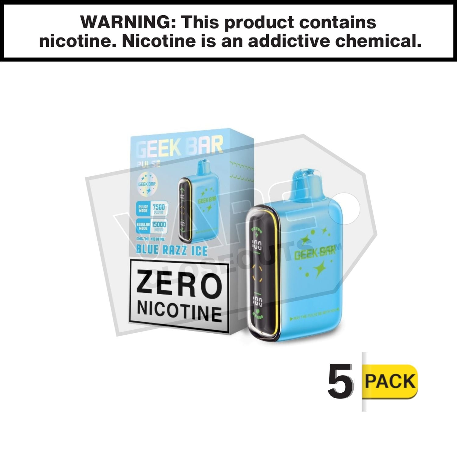 Blue Razz Ice Geek Bar Pulse ZERO Nicotine Disposable Vape
