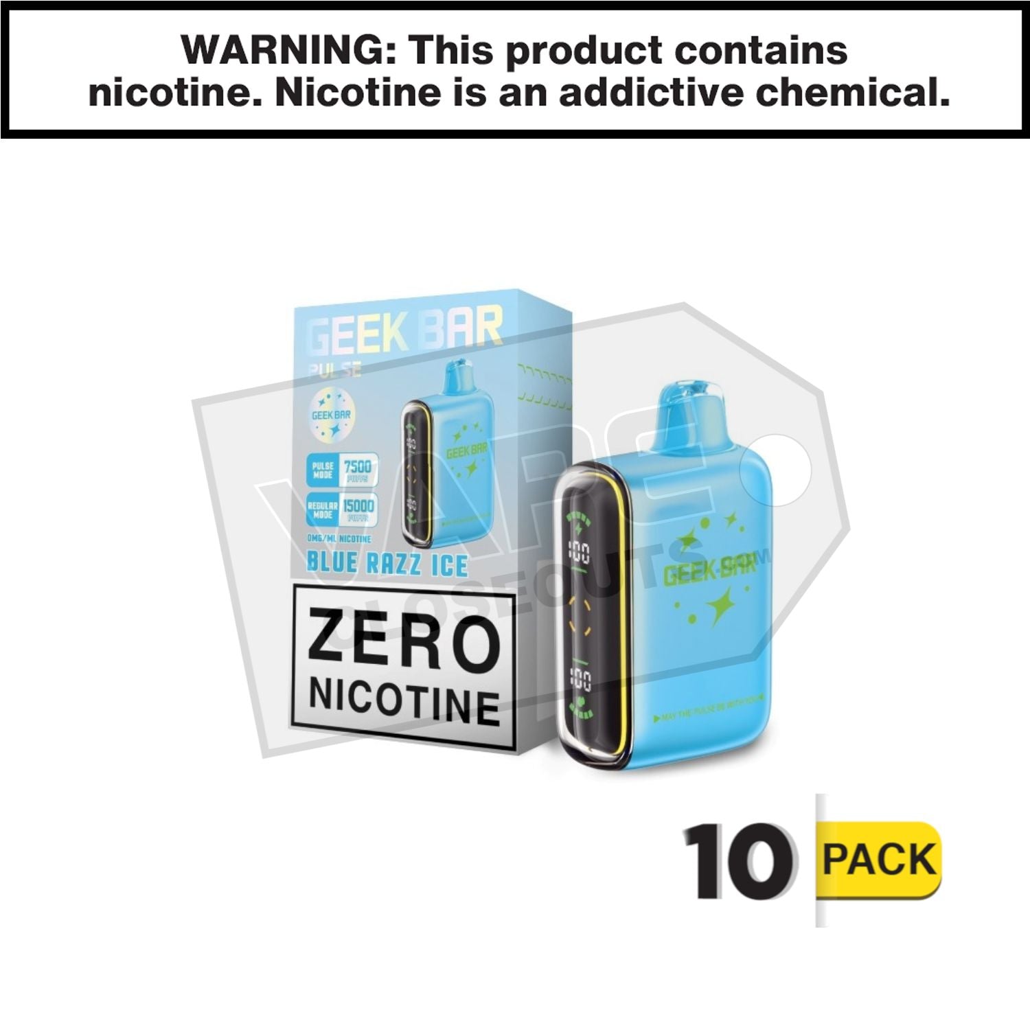Blue Razz Ice Geek Bar Pulse ZERO Nicotine Disposable Vape — image 2