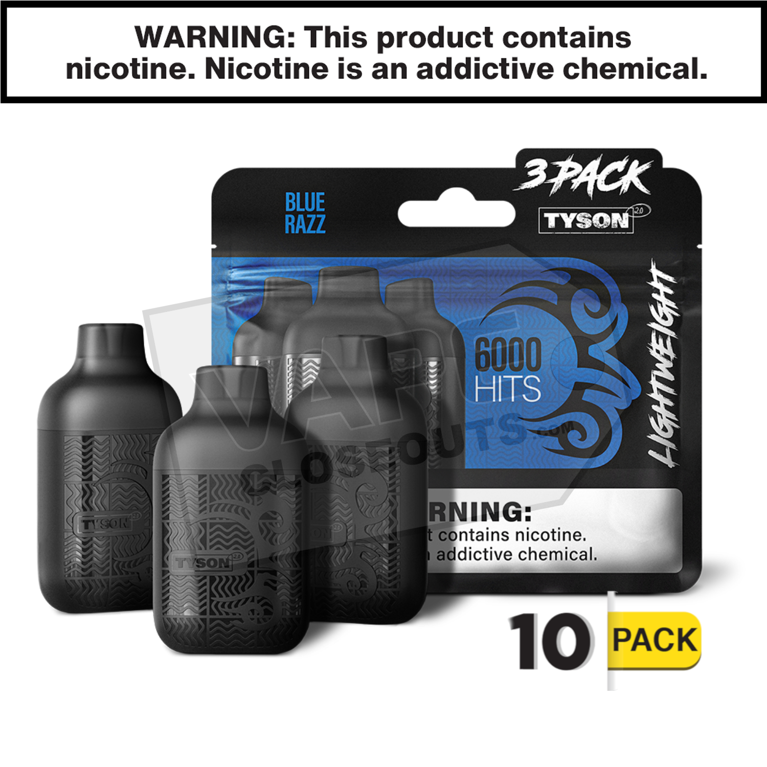 Blue Razz Tyson 2.0 Lightweight 6k Puff Disposable Vape (3-Pack) — image 2