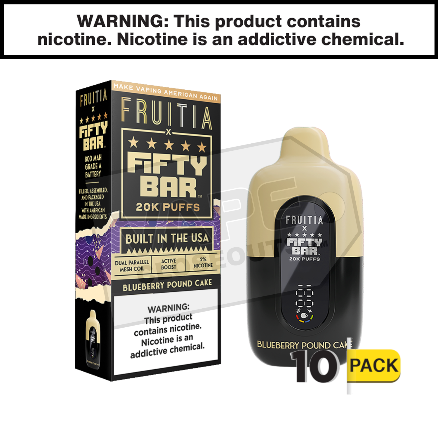 Blueberry Pound Cake Fifty Bar Fruitia 20K Disposable Vape — image 2