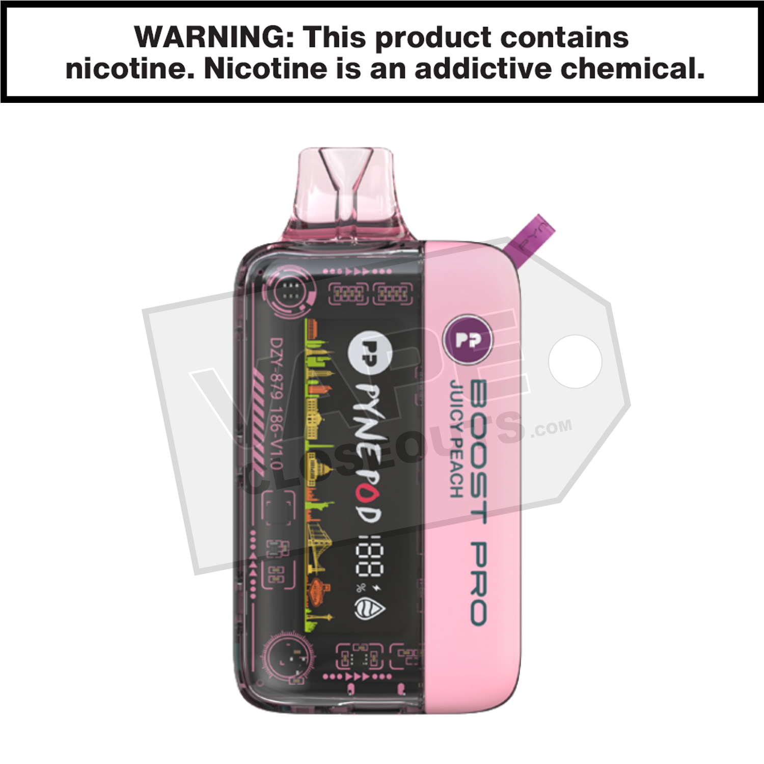 Juicy Peach Pyne Pod Boost Pro 20K Disposable Vape