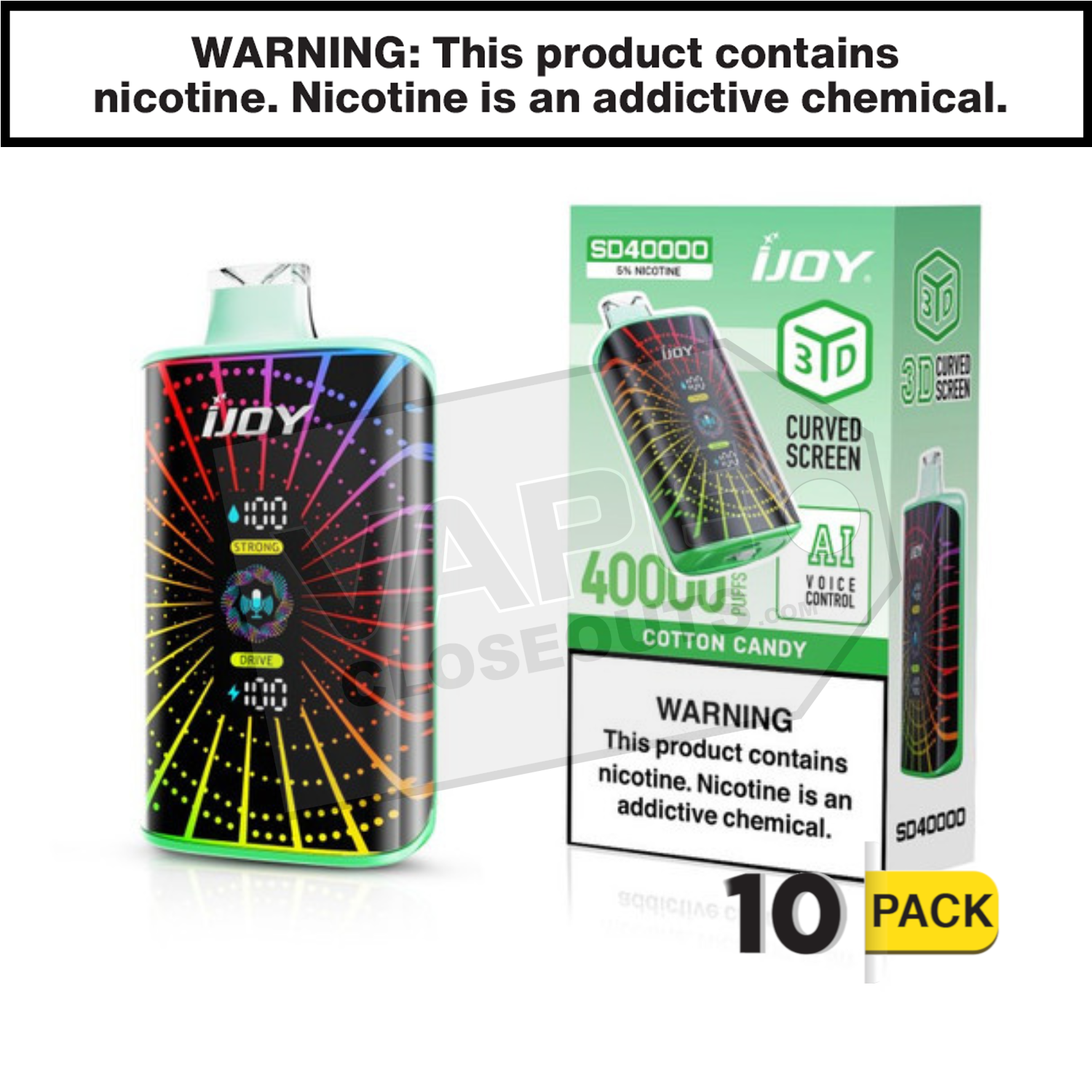 Cotton Candy iJoy Bar SD40000 Disposable Vape — image 2