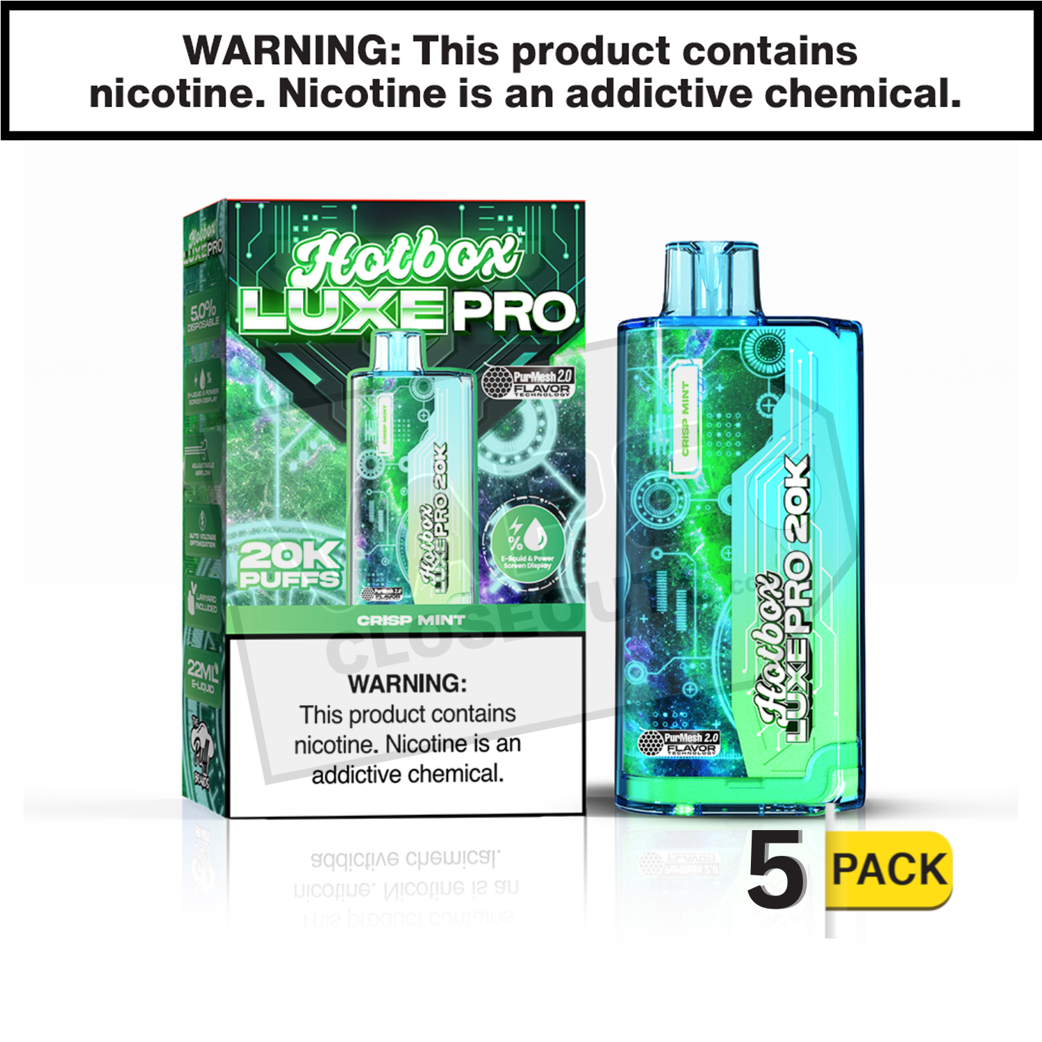 Crisp Mint Hotbox Luxe Pro 20K Disposable Vape