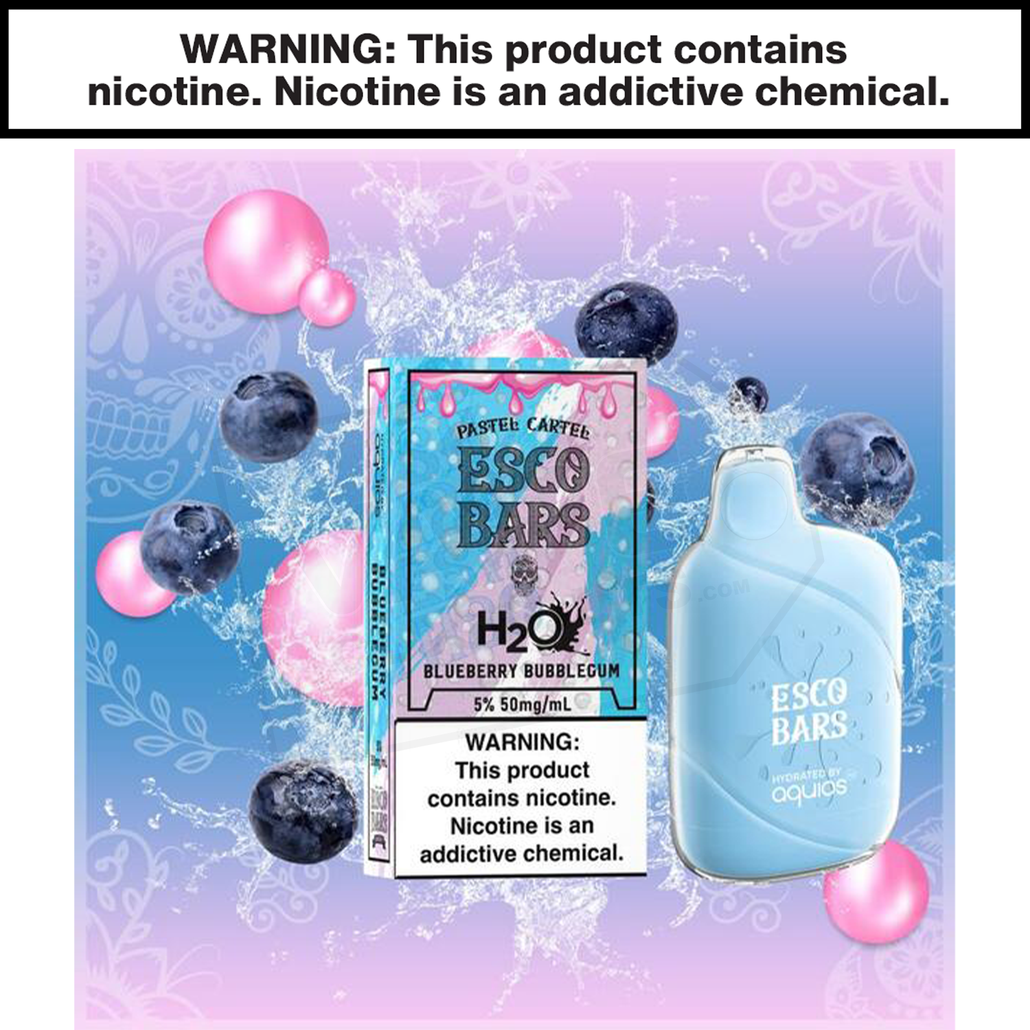 Esco Bars Aquios | Blueberry Bubblegum | 6000 Puff Disposable Rechargeable Vape — image 3