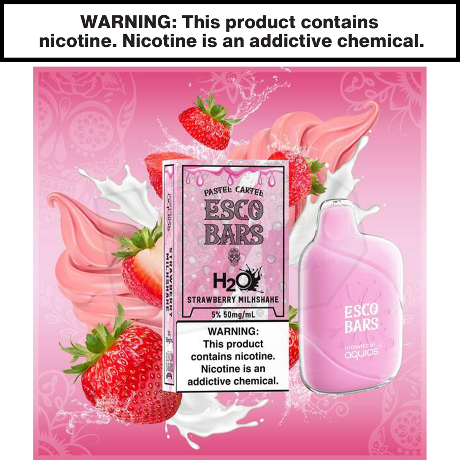 Esco Bars Aquios | Strawberry Milkshake | 6000 Puff Disposable Rechargeable Vape — image 3