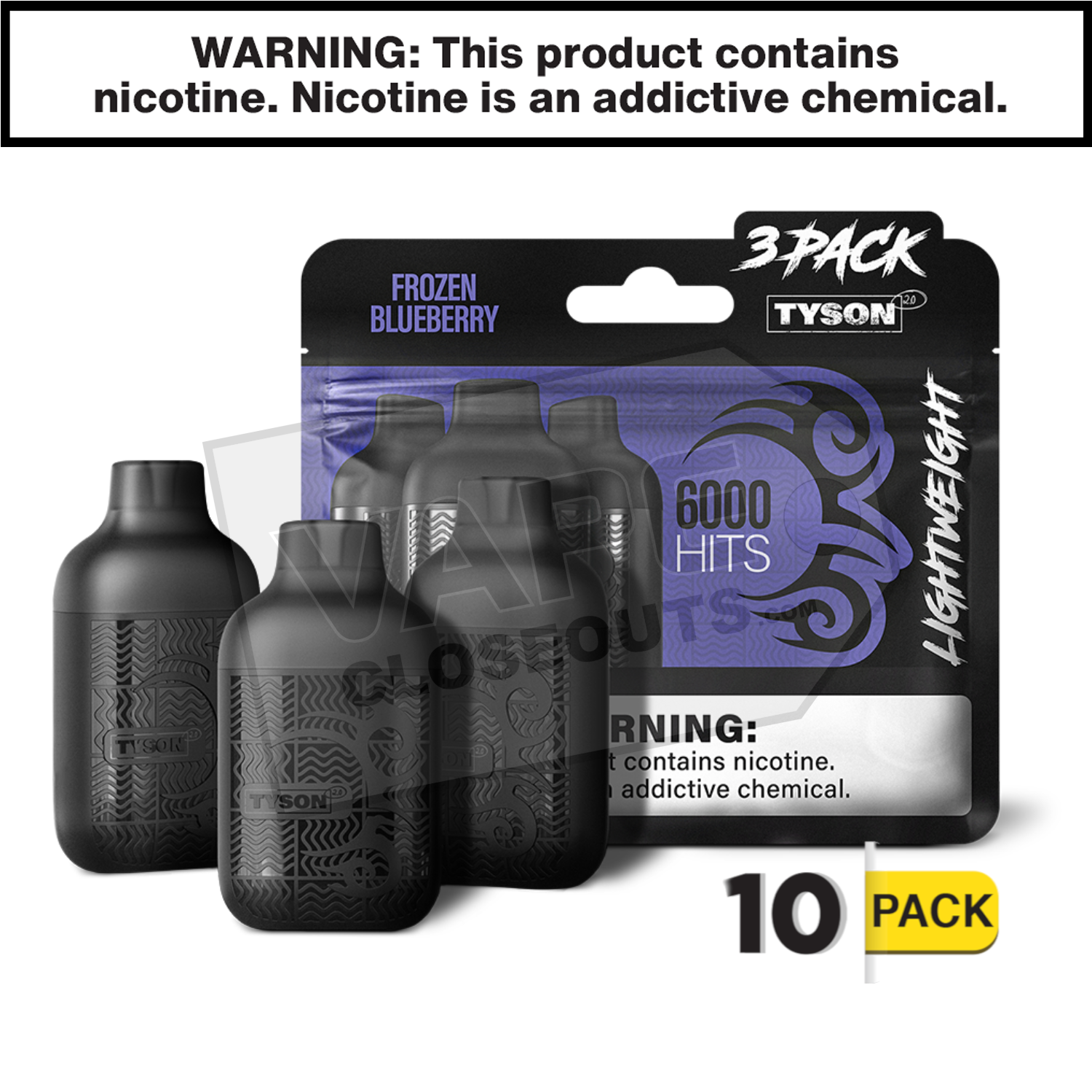 Frozen Blueberry Tyson 2.0 Lightweight 6k Puff Disposable Vape (3-Pack) — image 2