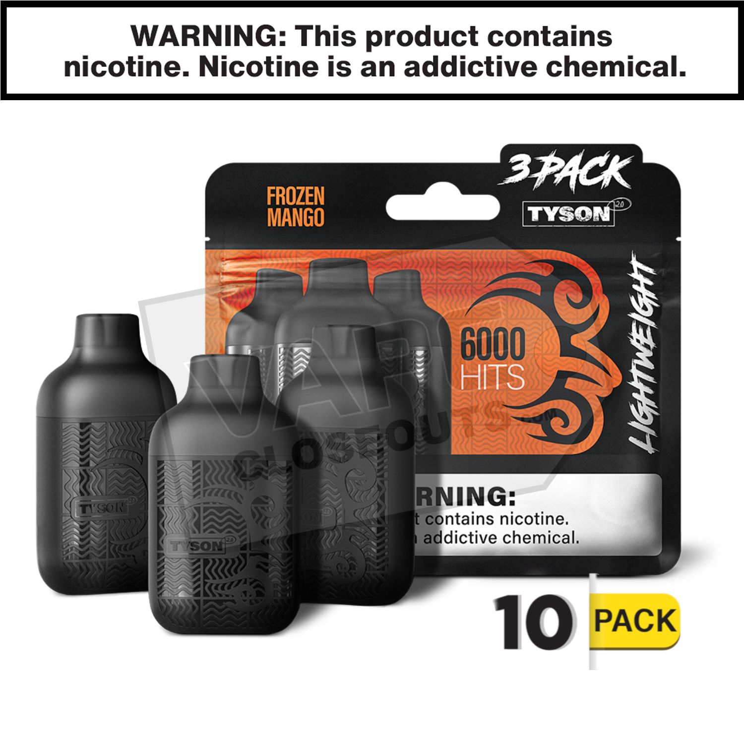 Frozen Mango Tyson 2.0 Lightweight 6k Puff Disposable Vape (3-Pack)