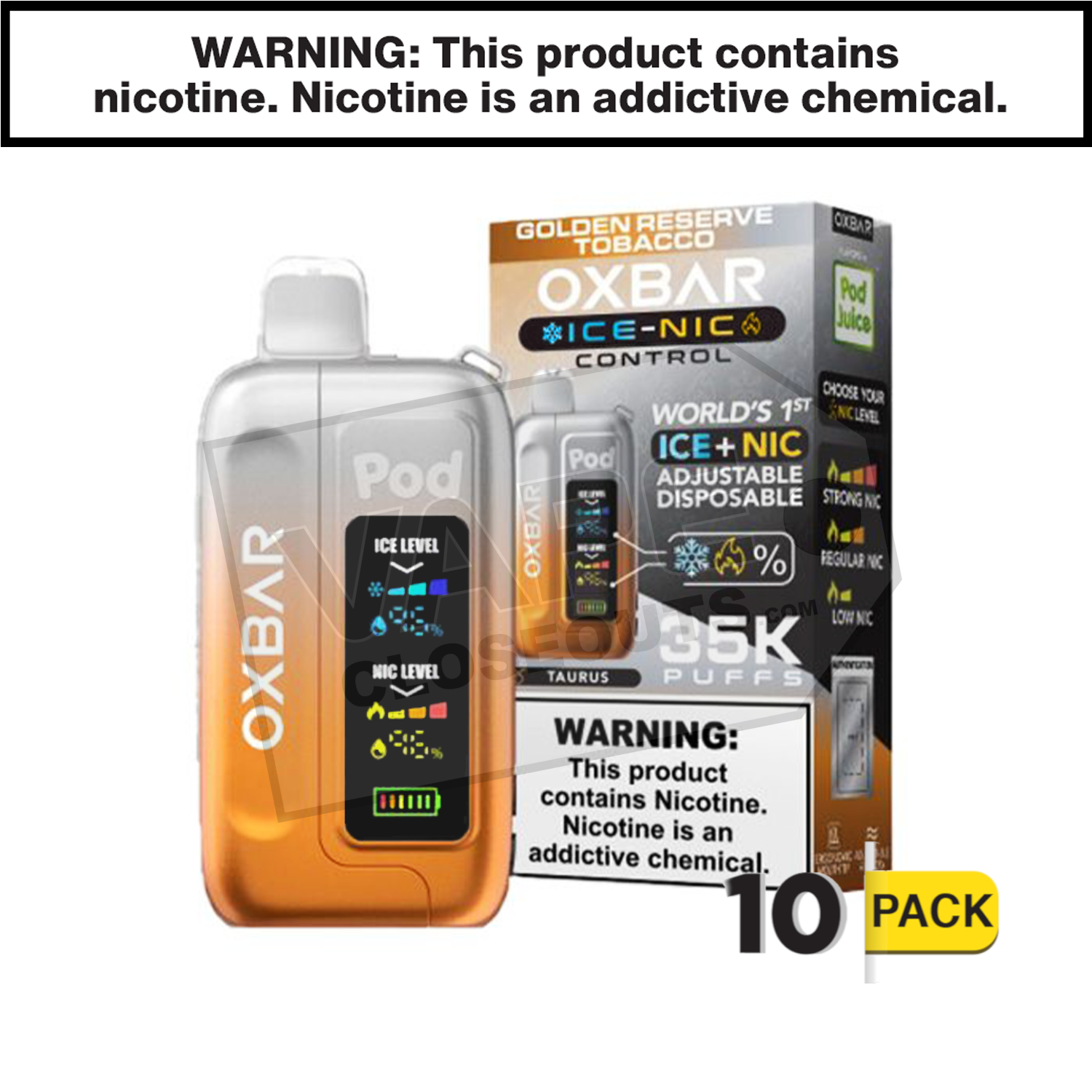 Golden Reserve Tobacco OXBAR X Pod Juice Ice-Nic Control 35K Disposable Vape — image 2