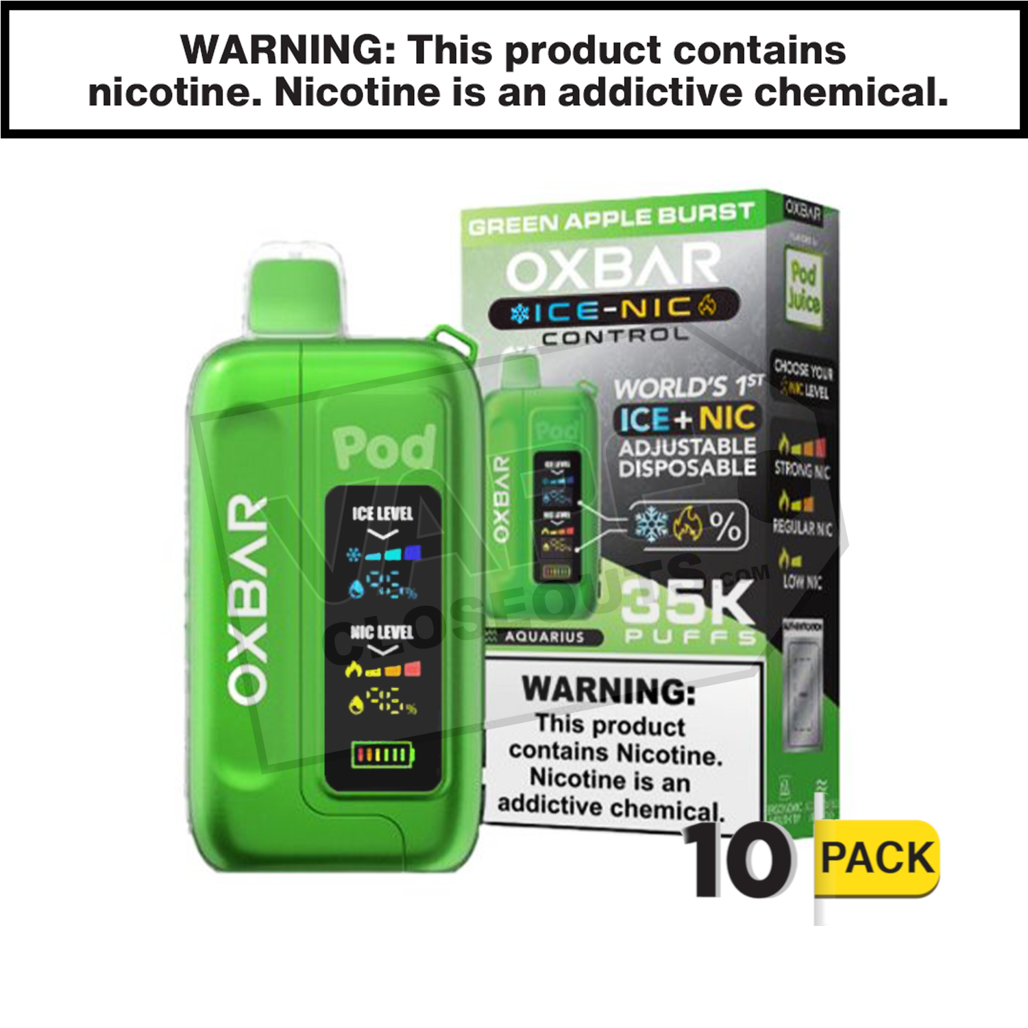 Green Apple Burst OXBAR X Pod Juice Ice-Nic Control 35K Disposable Vape — image 2