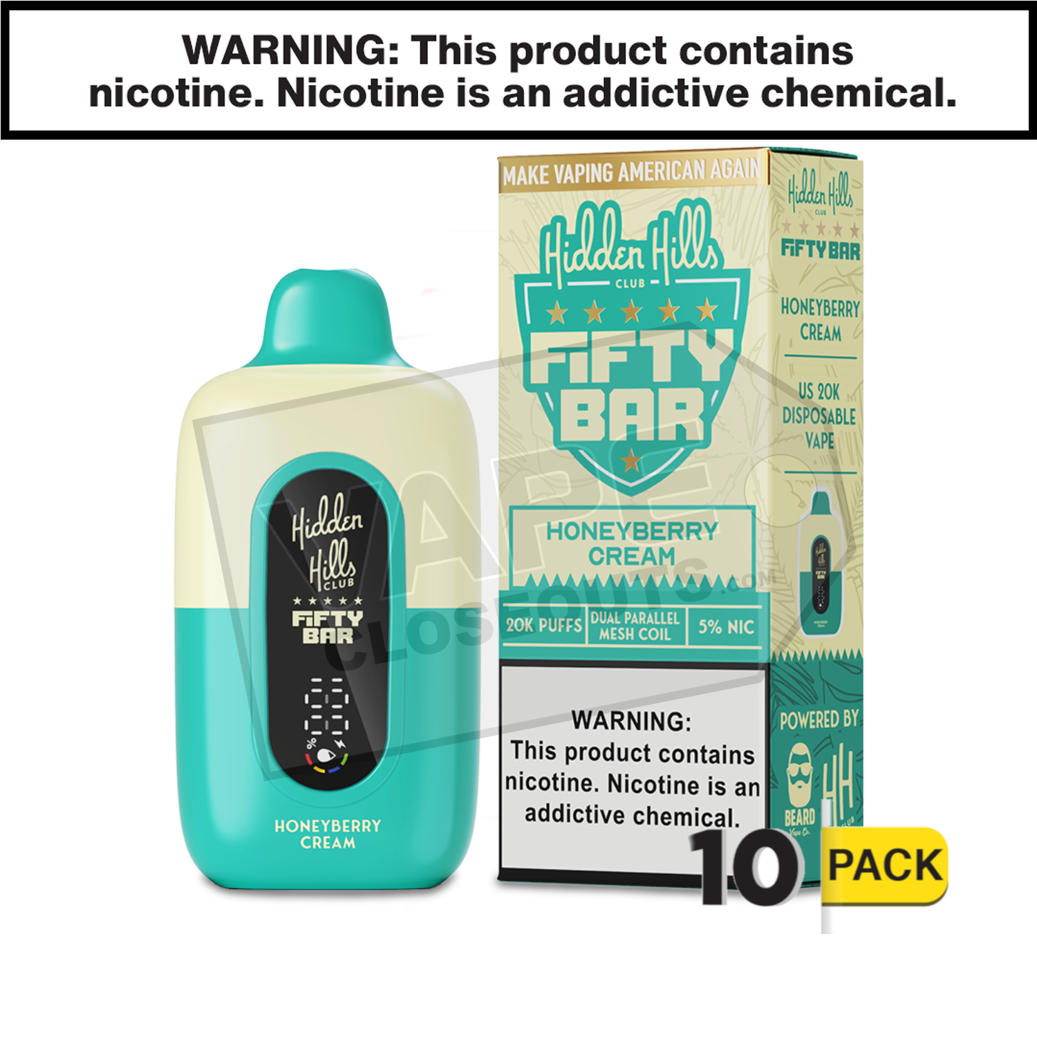 Honeyberry Cream Fifty Bar 20K Hidden Hills Disposable Vape — image 2