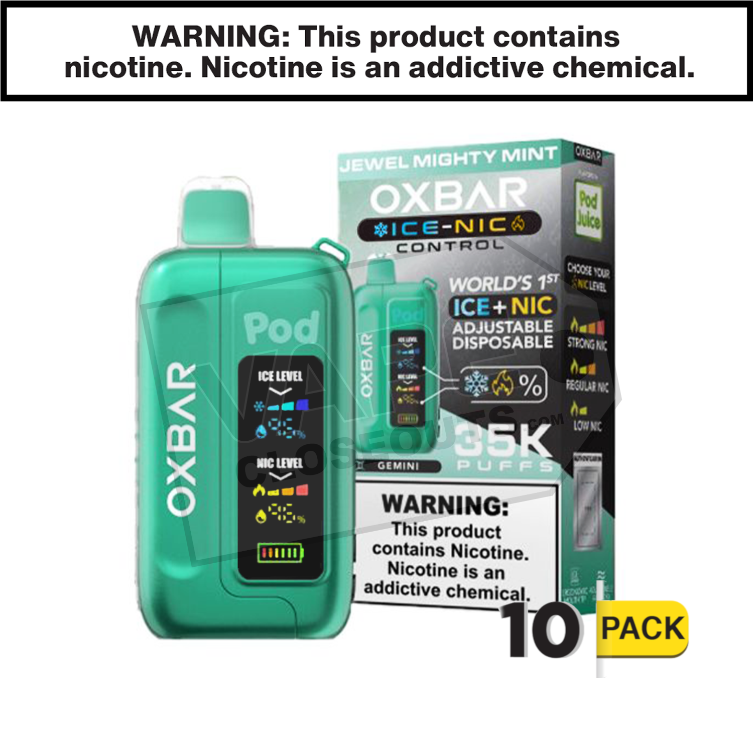 Jewel Mighty Mint OXBAR X Pod Juice Ice-Nic Control 35K Disposable Vape — image 2