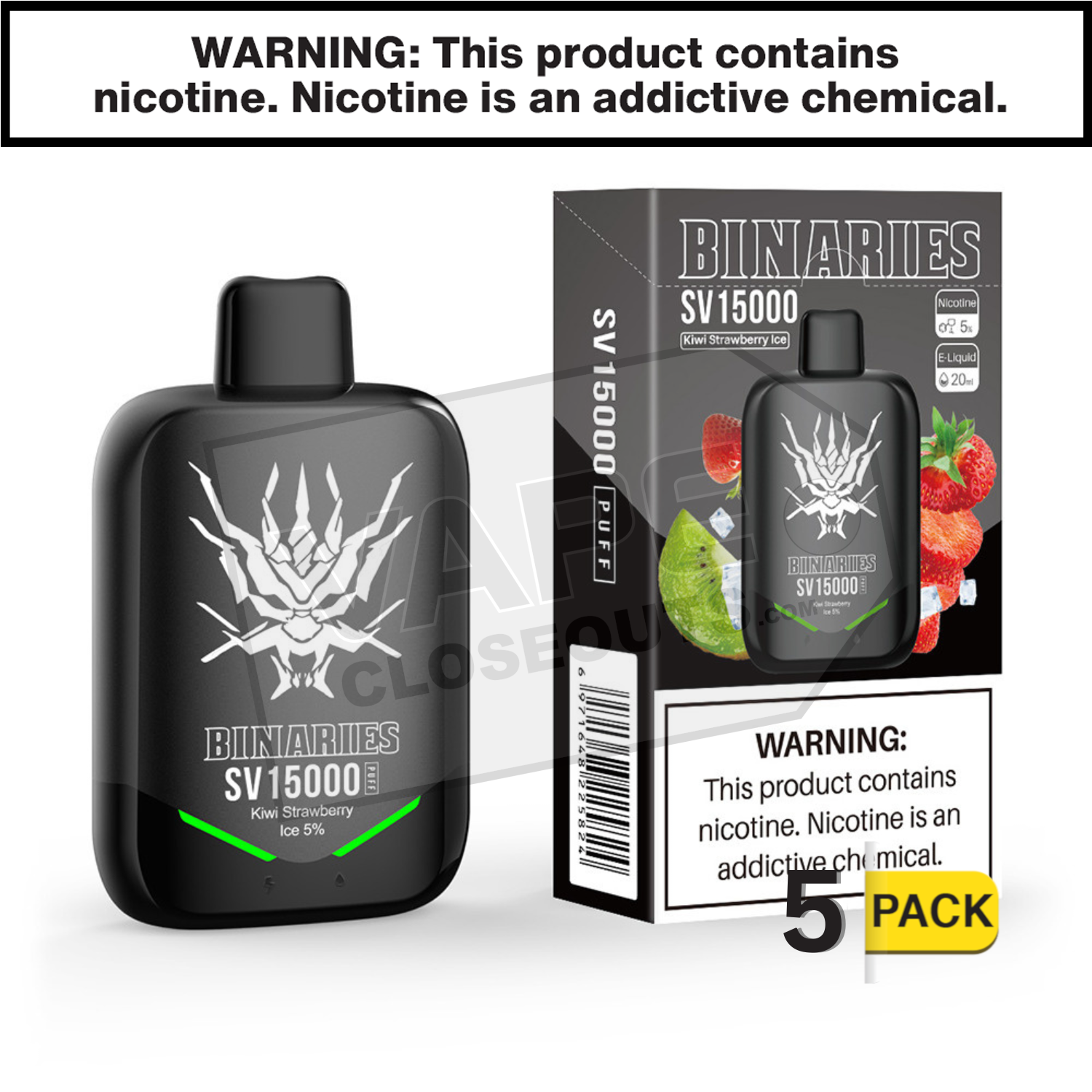 Kiwi Strawberry Ice HorizonTech Binaries Cabin SV Disposable 15000