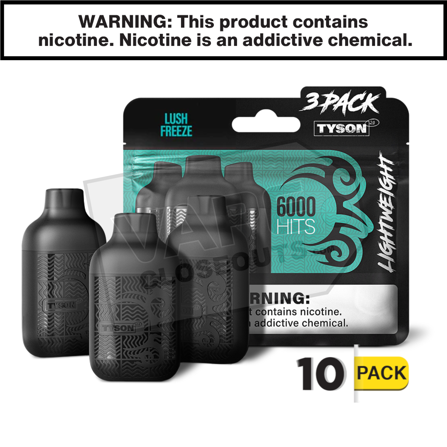 Lush Freeze Tyson 2.0 Lightweight 6k Puff Disposable Vape (3-Pack)