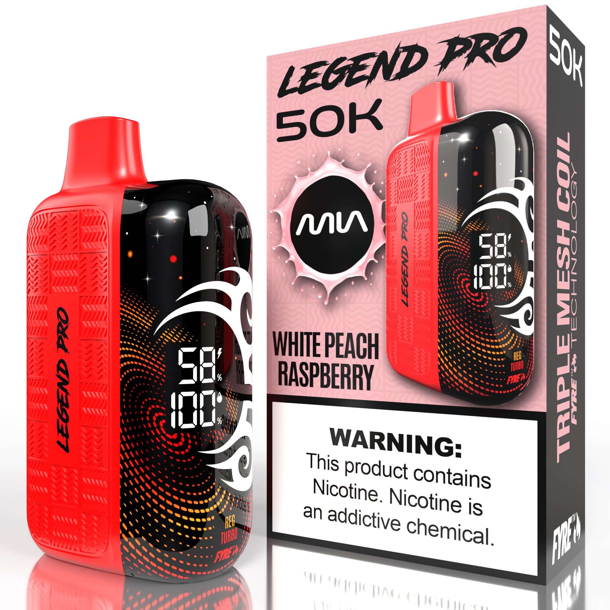 MIA Mike Tyson 50K Legend Pro Disposable Vape - White Peach Raspberry