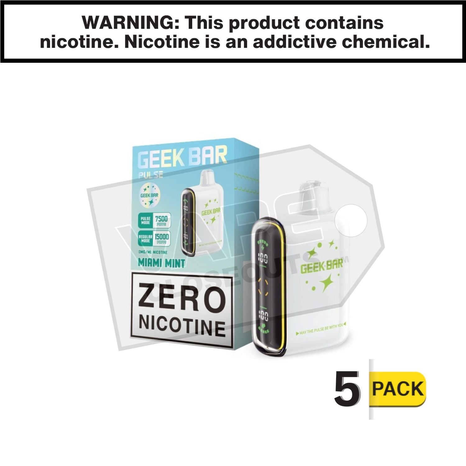 Miami Mint Geek Bar Pulse ZERO Nicotine Disposable Vape