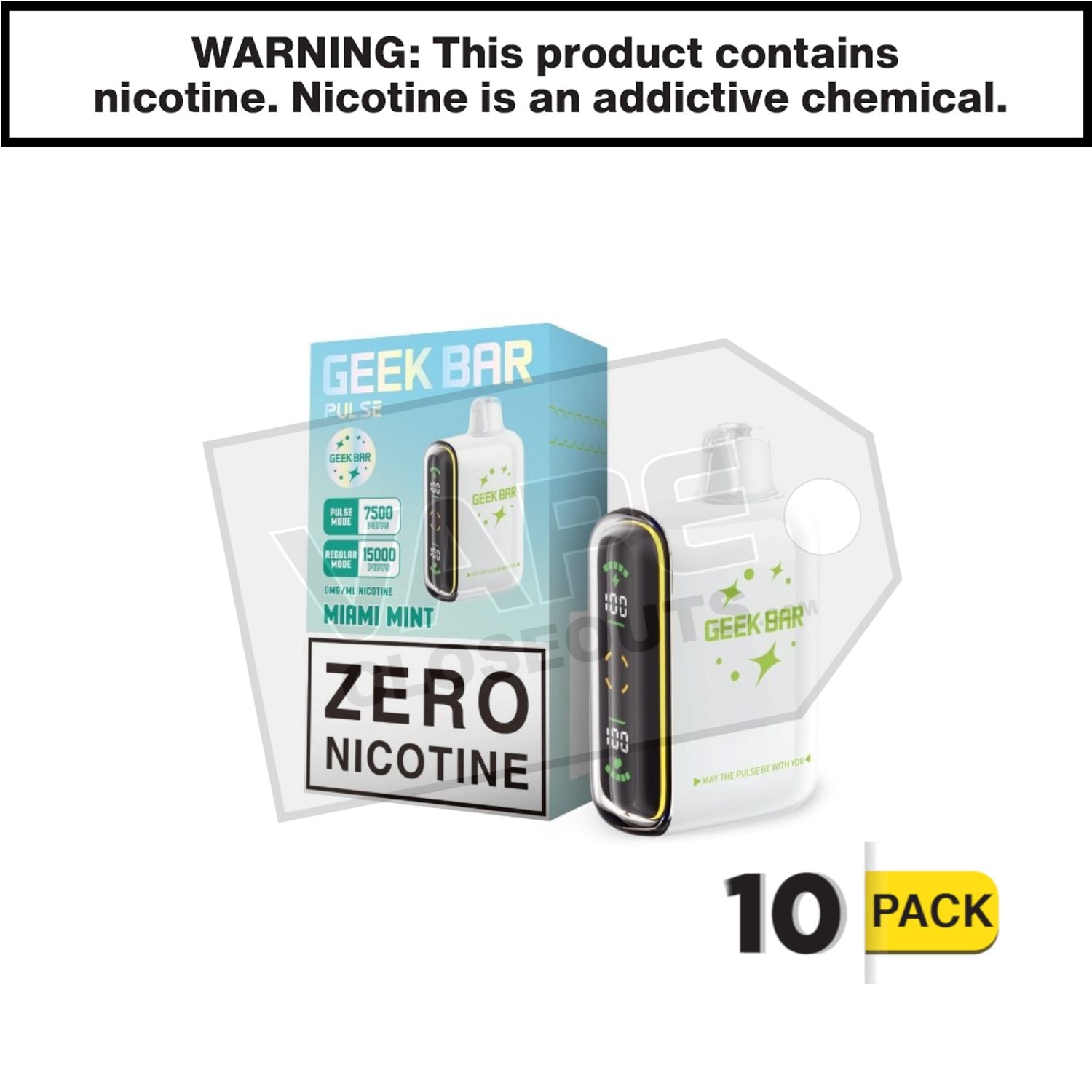 Miami Mint Geek Bar Pulse ZERO Nicotine Disposable Vape — image 2