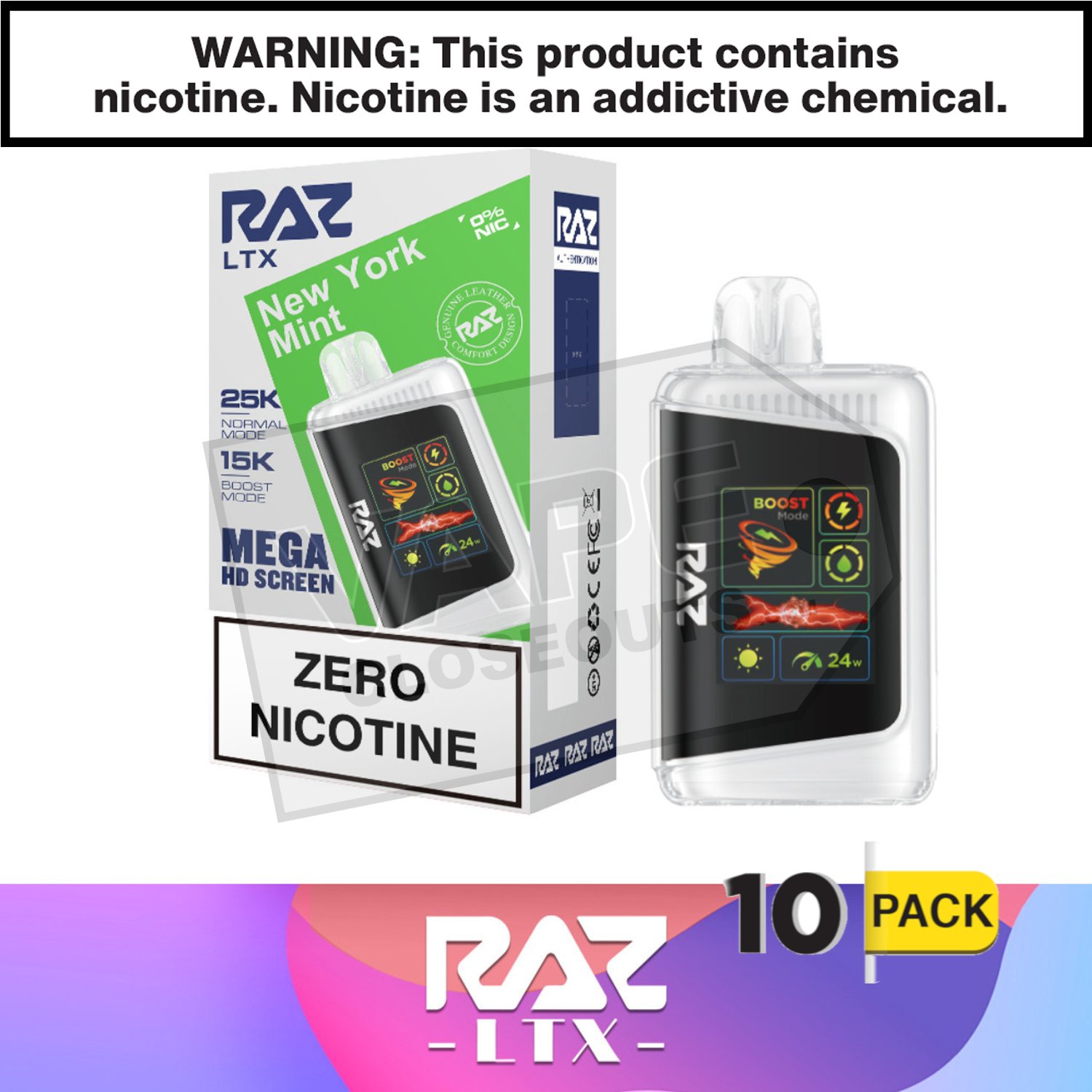 New York Mint RAZ LTX 25K ZERO Nicotine Disposable Vape — image 2