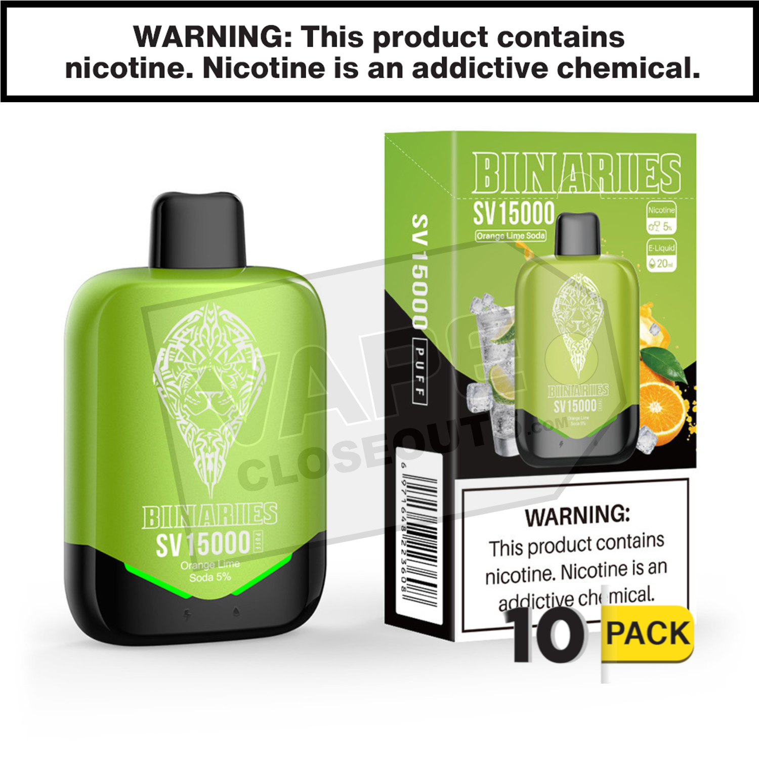 Orange Lime Soda Mint HorizonTech Binaries Cabin SV Disposable 15000 — image 2