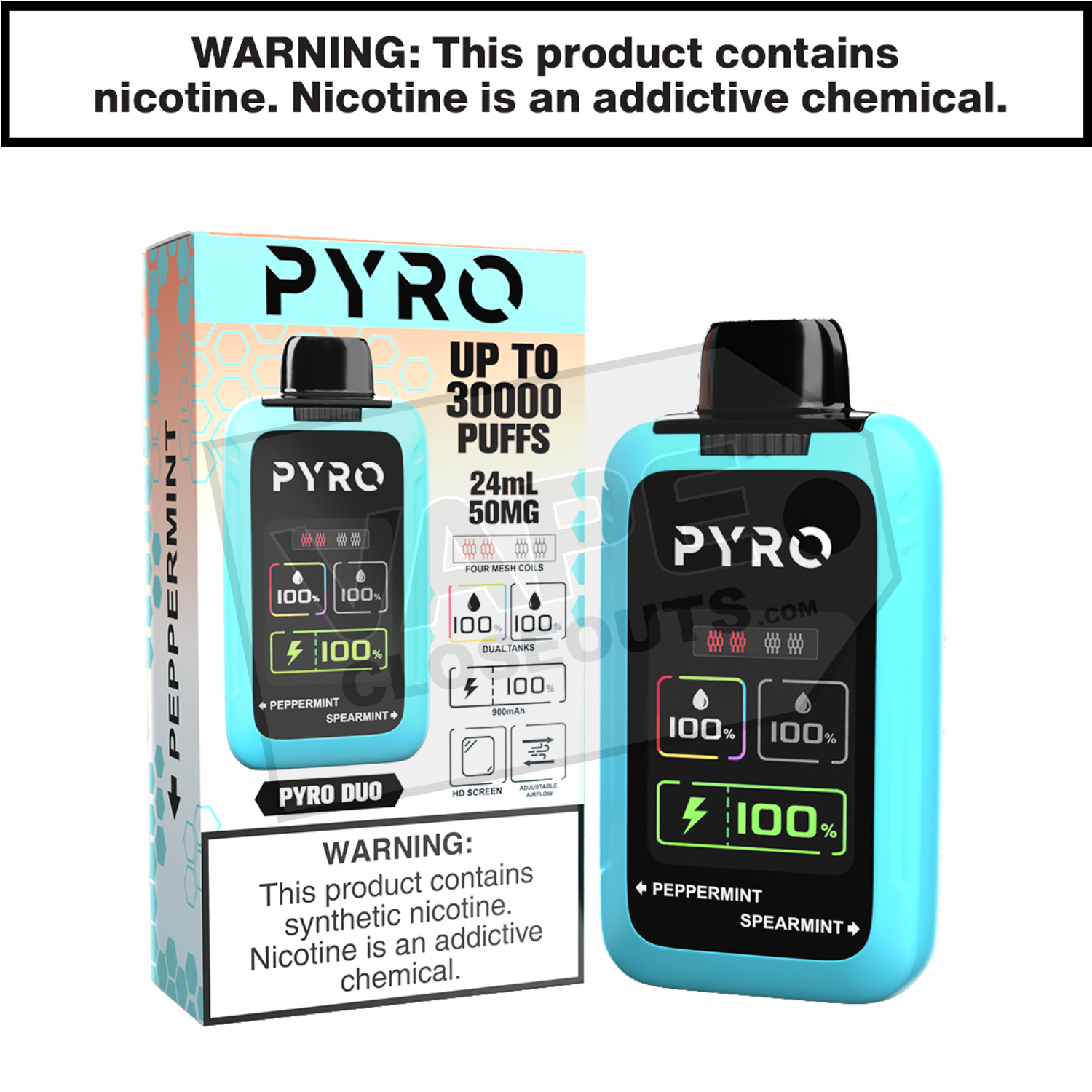 Peppermint + Spearmint Pyro Duo 30K Disposable Vape