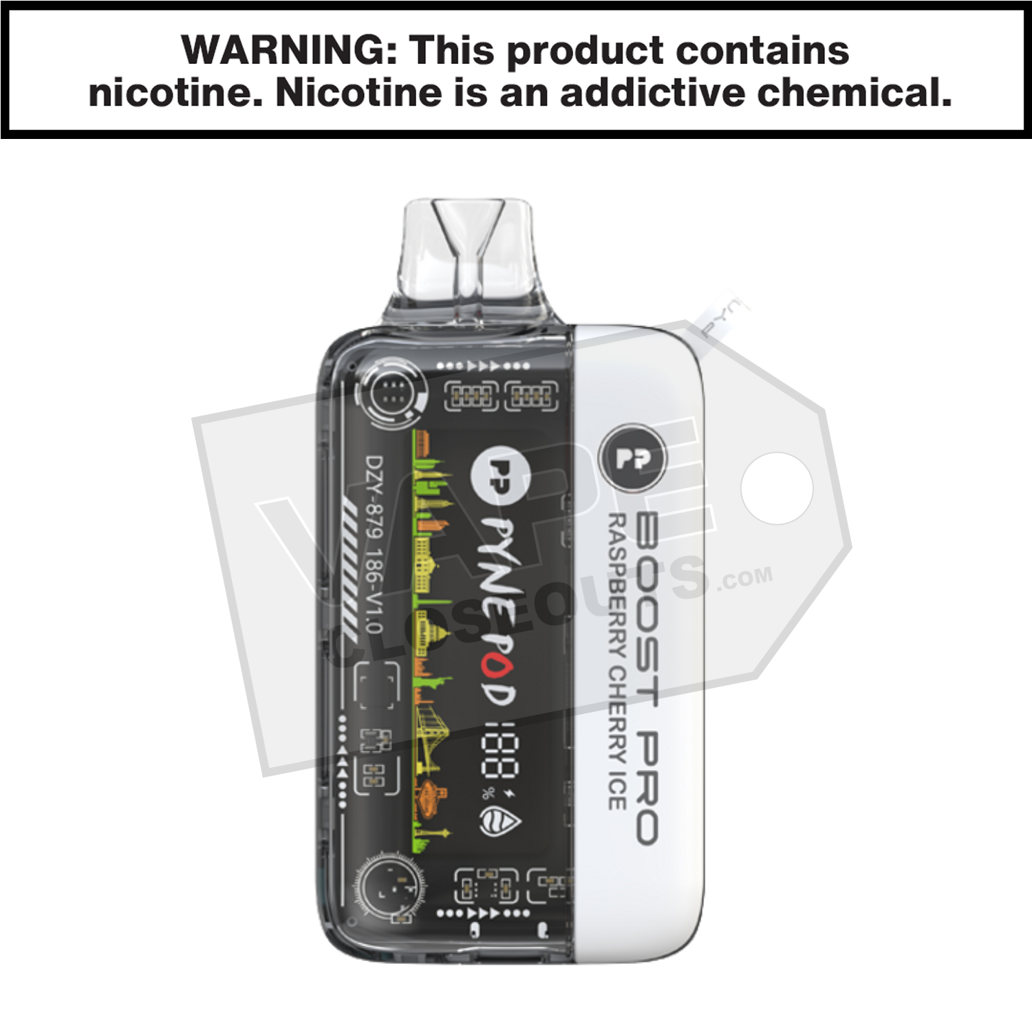 Raspberry Cherry Ice Pyne Pod Boost Pro 20K Disposable Vape
