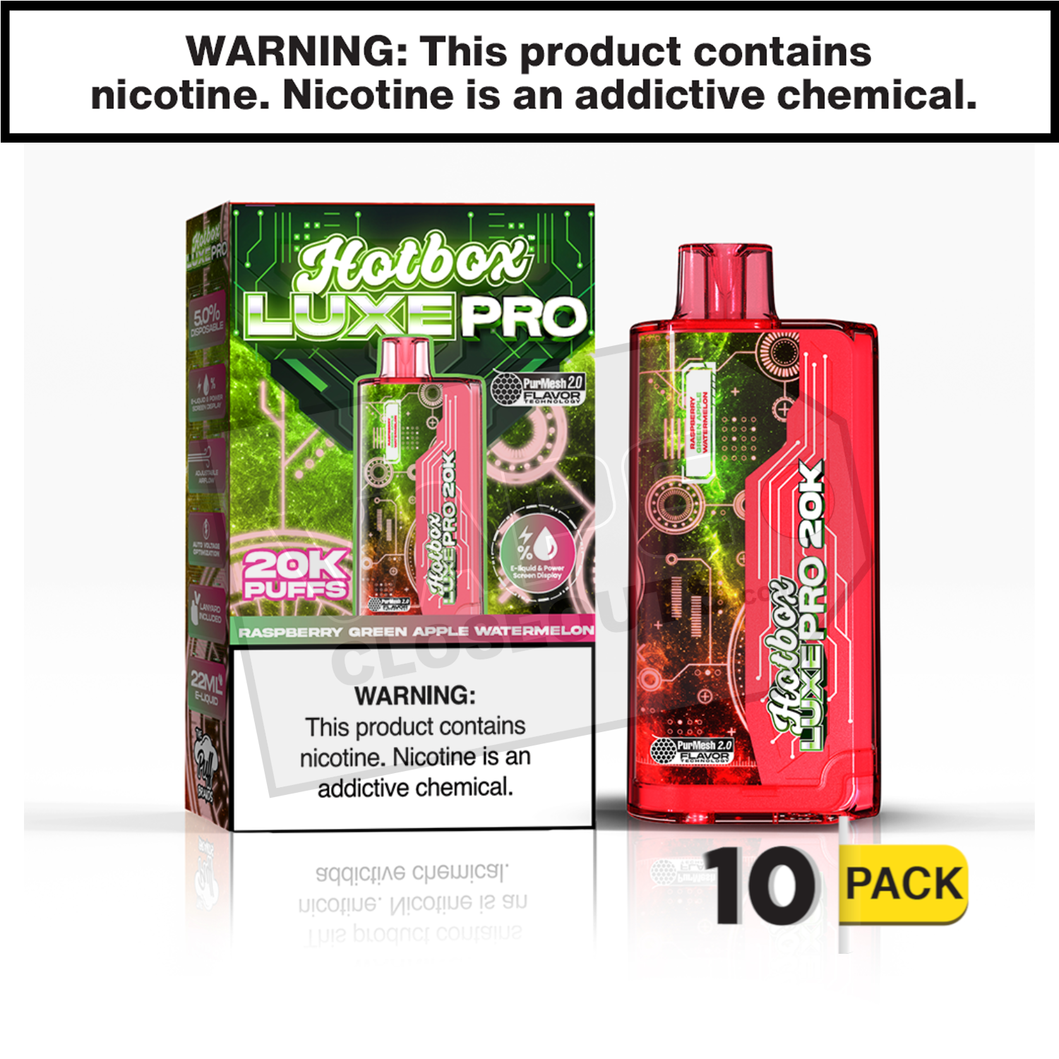 Raspberry Green Apple Watermelon Hotbox Luxe Pro 20K Disposable Vape — image 2
