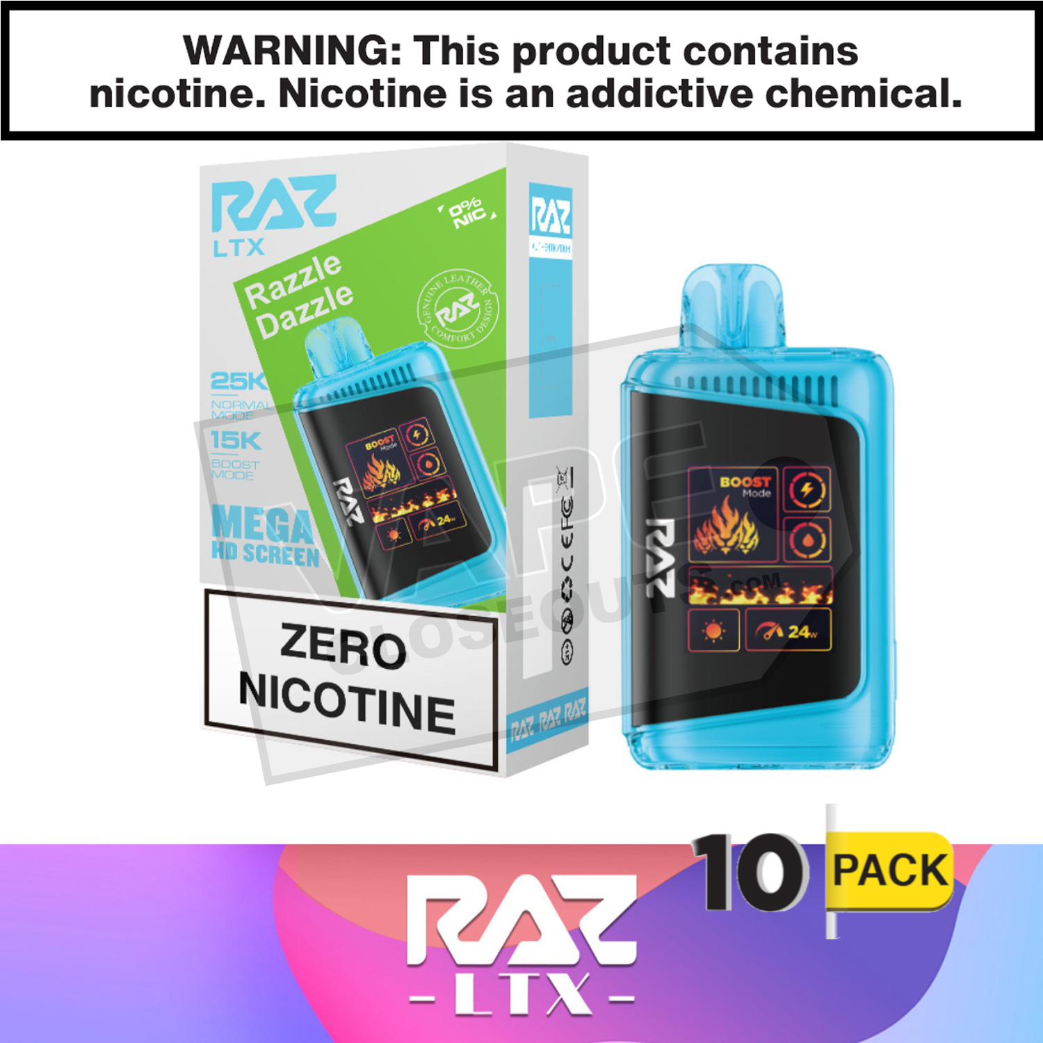 Razzle Dazzle RAZ LTX 25K ZERO Nicotine Disposable Vape — image 2