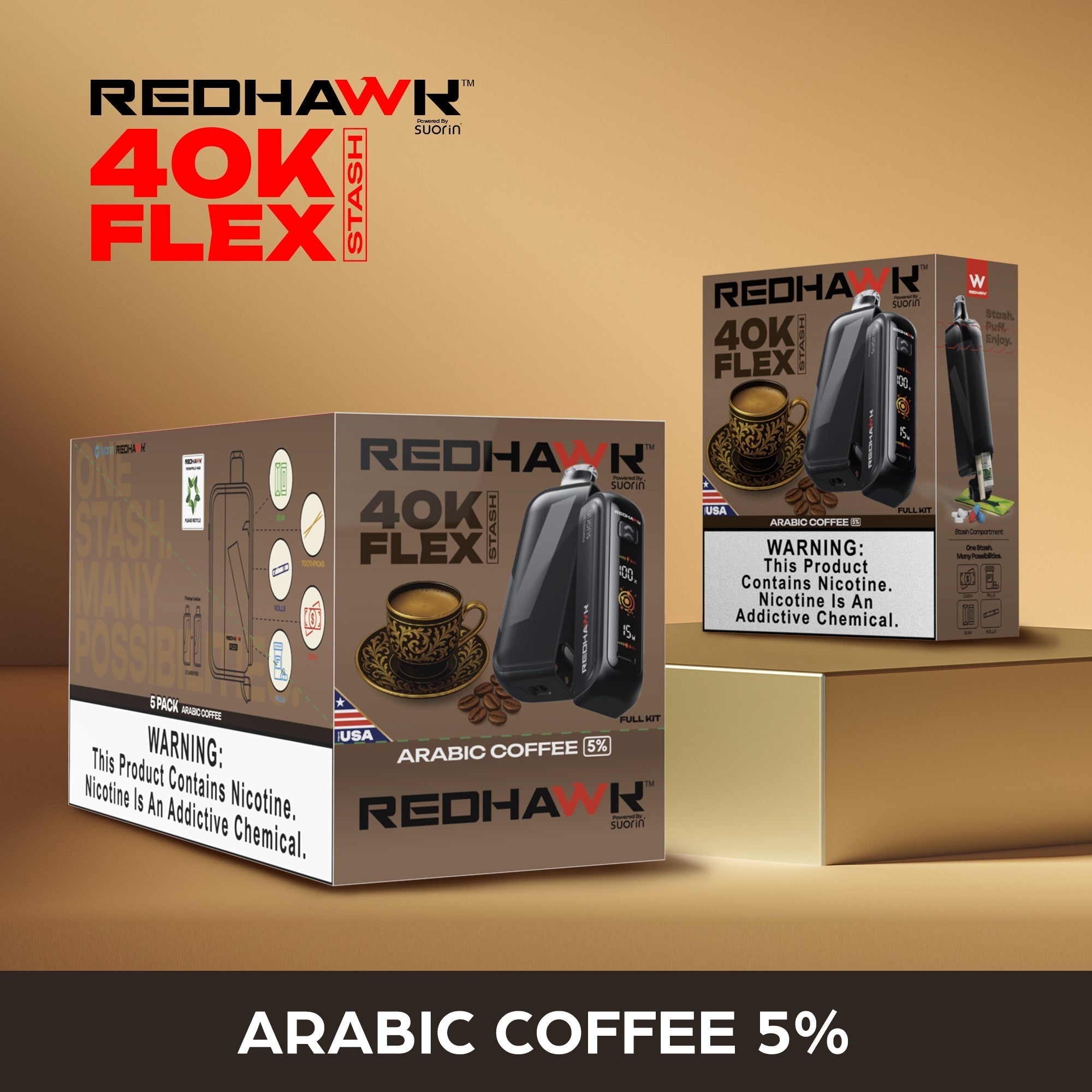 RedHawk 40K Puff FLEX Stash Disposable Vape - Arabic Coffee — image 4