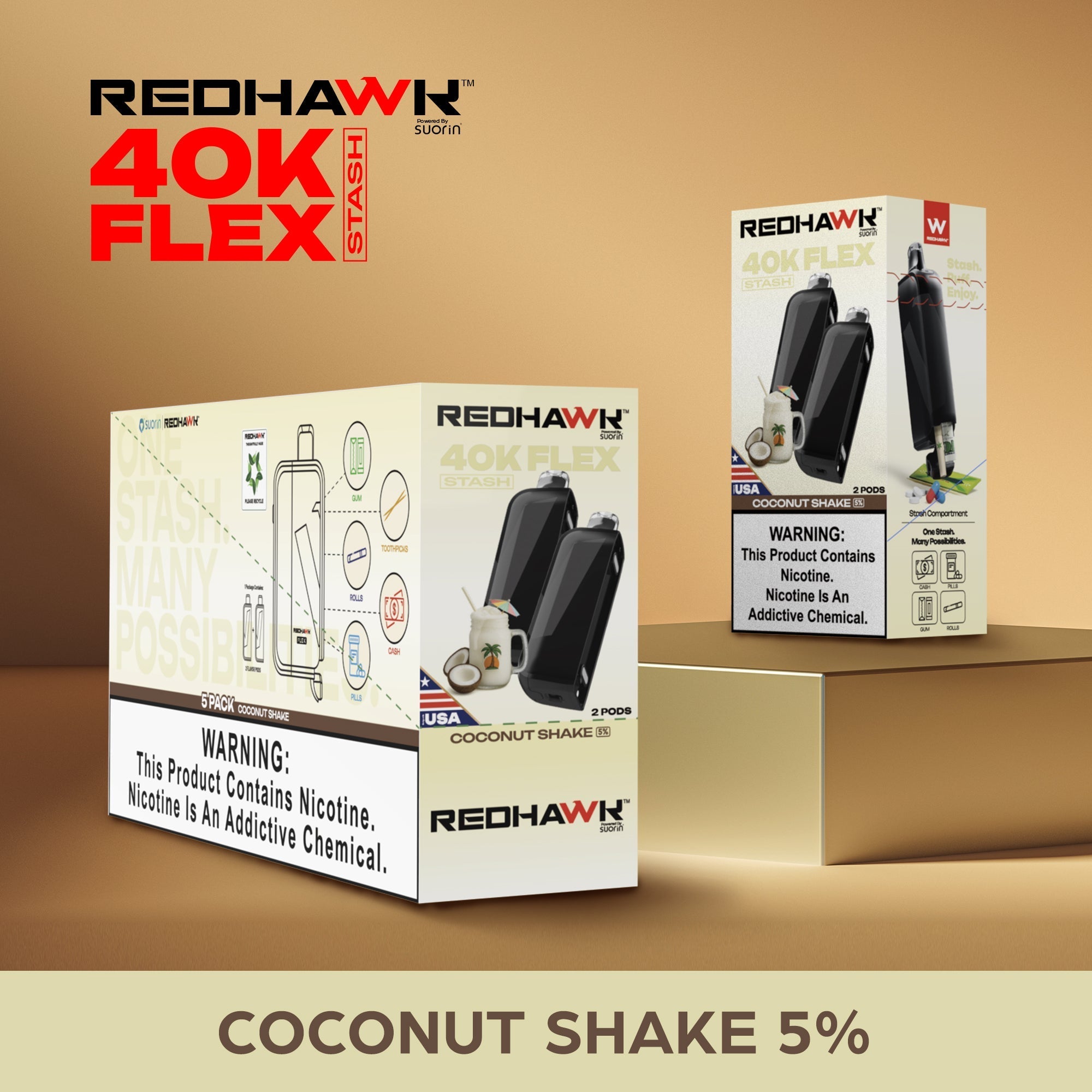 RedHawk 40K FLEX Stash COCONUT SHAKE 2 Pack Replacement Pods — image 2