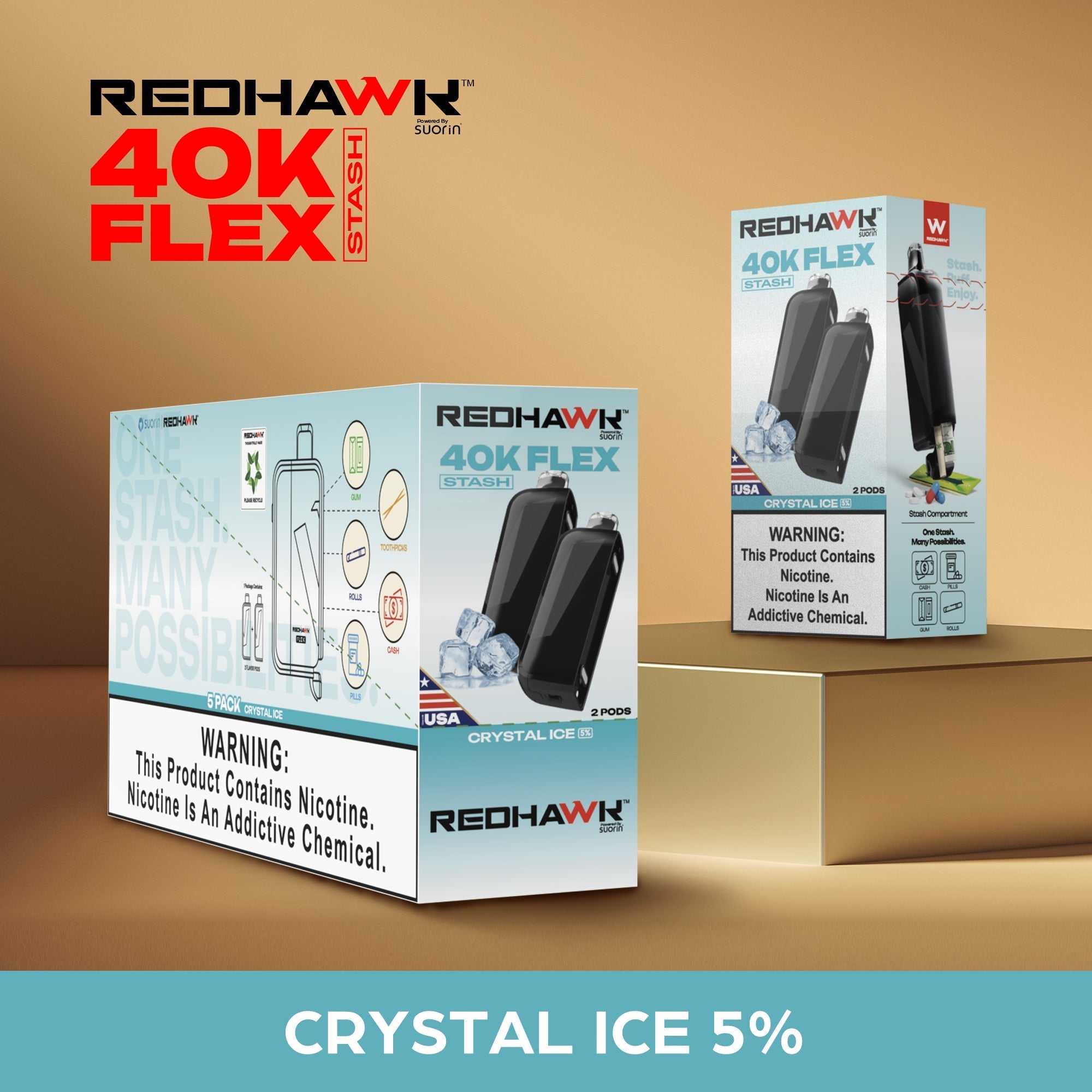 RedHawk 40K FLEX Stash CRYSTAL ICE 2 Pack Replacement Pods — image 2