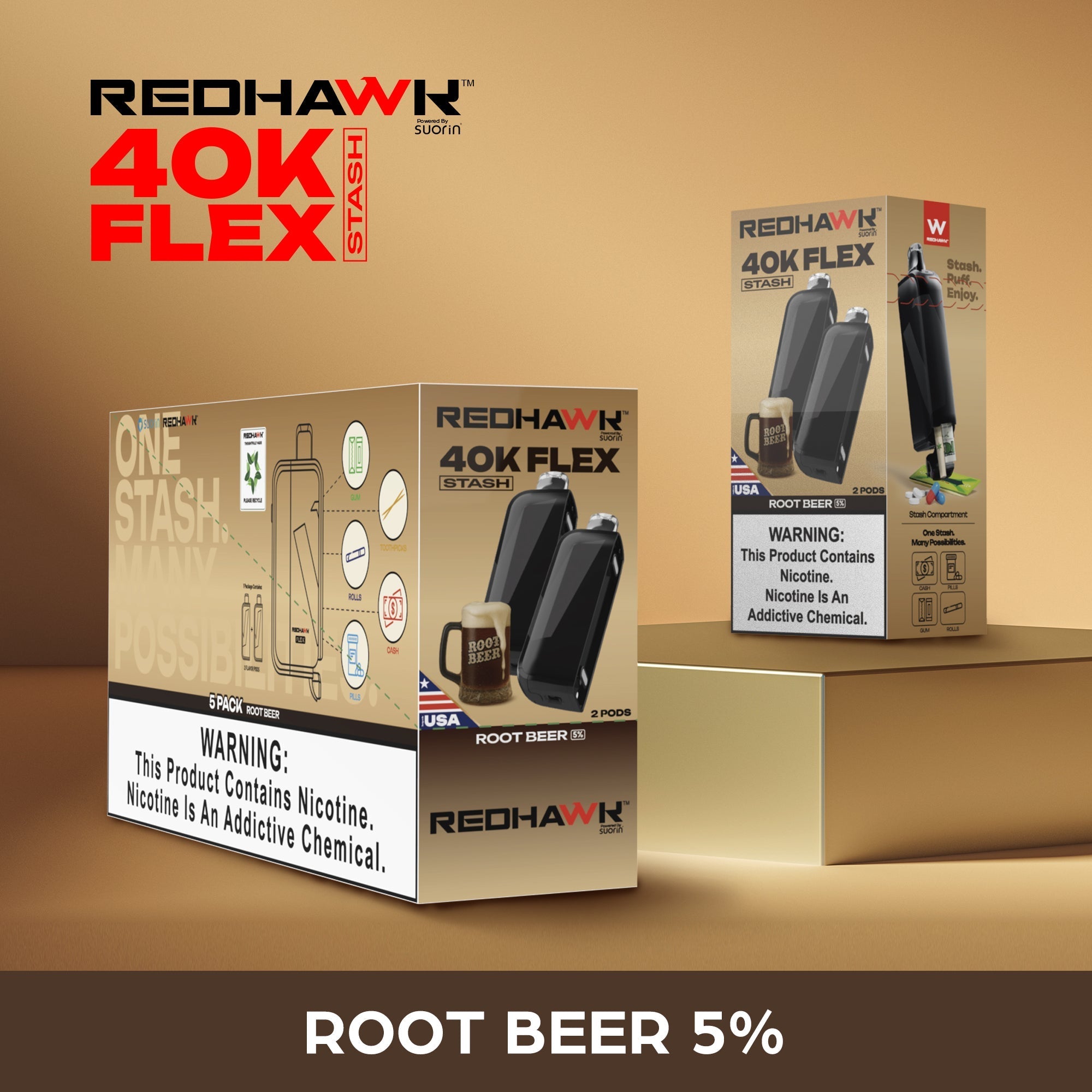 RedHawk 40K FLEX Stash ROOT BEER 2 Pack Replacement Pods — image 2
