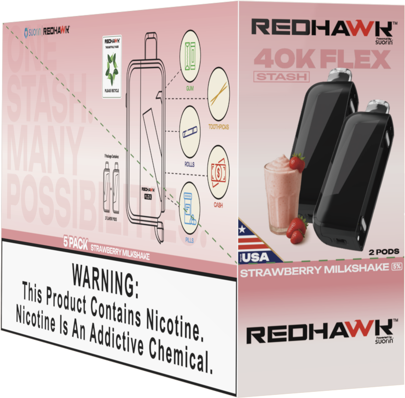 RedHawk 40K FLEX Stash STRAWBERRY MILKSHAKE 2 Pack Replacement Pods — image 3