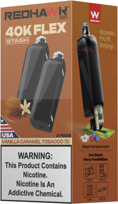 RedHawk 40K FLEX Stash VANILLA CARAMEL TOBACCO 2 Pack Replacement Pods — image 4