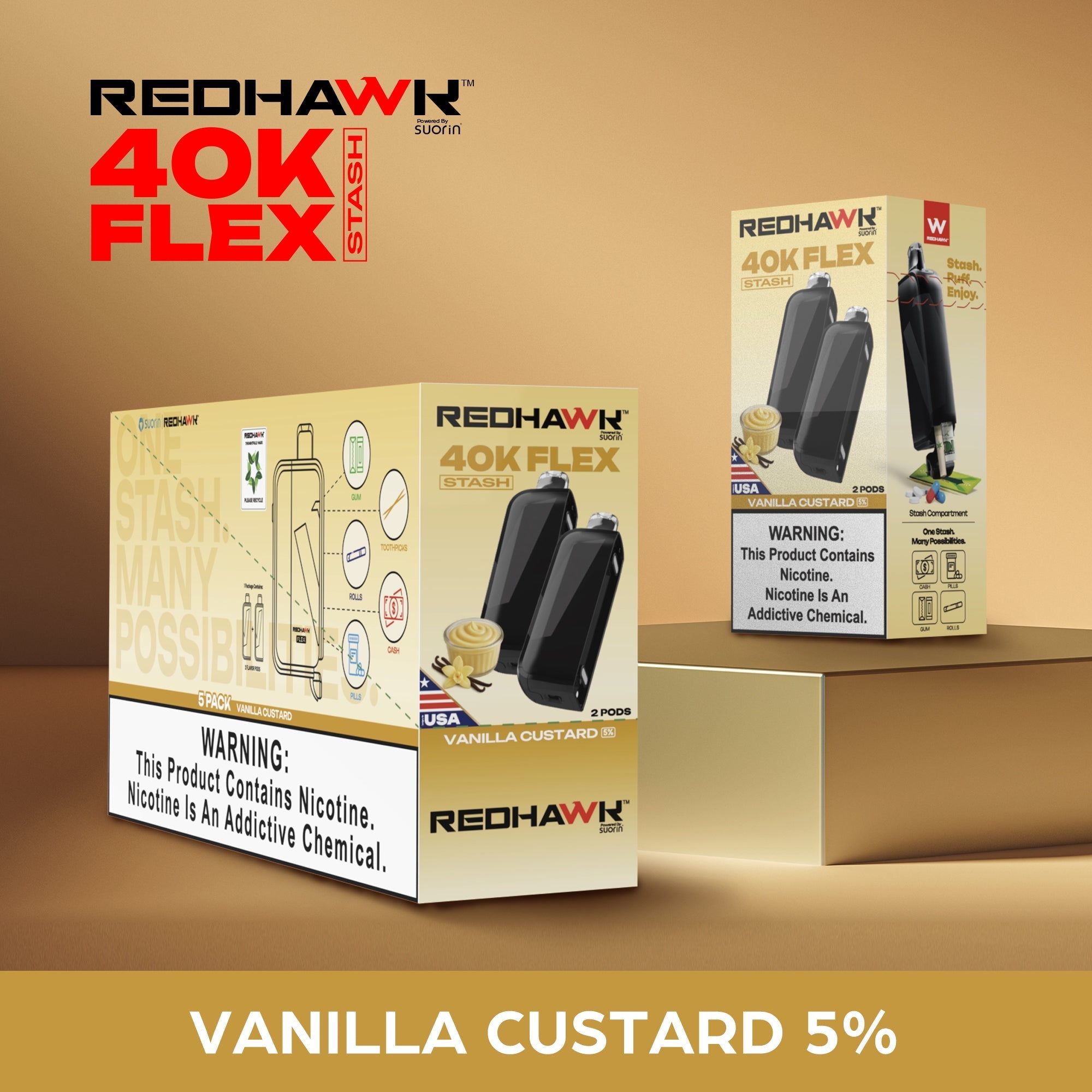 RedHawk 40K FLEX Stash VANILLA CUSTARD 2 Pack Replacement Pods — image 2