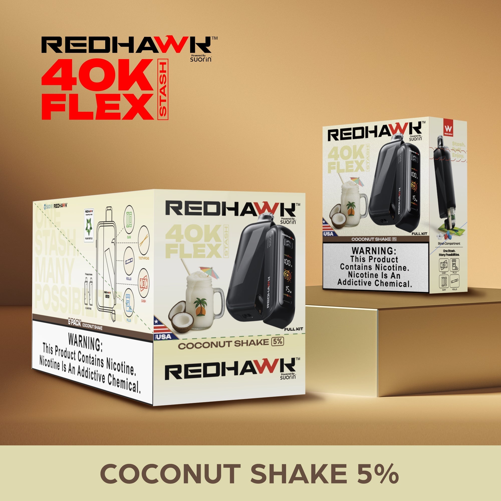 RedHawk 40K Puff FLEX Stash Disposable Vape - Coconut Shake — image 4