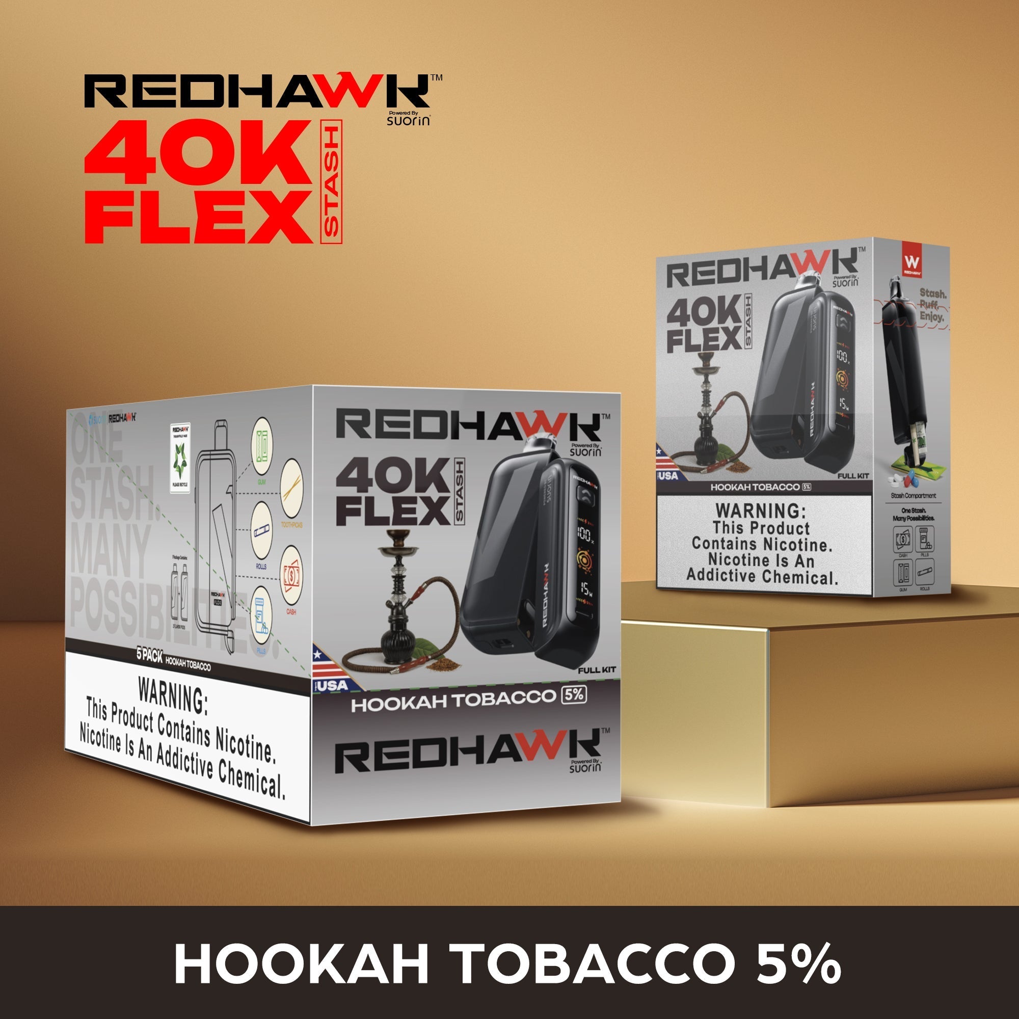 RedHawk 40K Puff FLEX Stash Disposable Vape - Hookah Tobacco — image 4