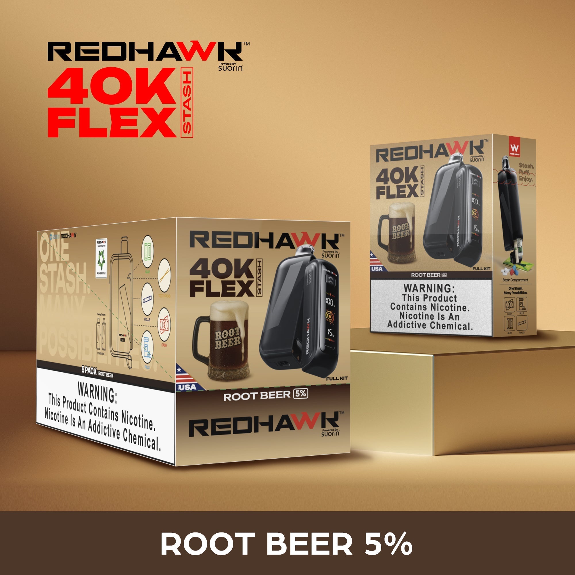 RedHawk 40K Puff FLEX Stash Disposable Vape - Root Beer — image 4