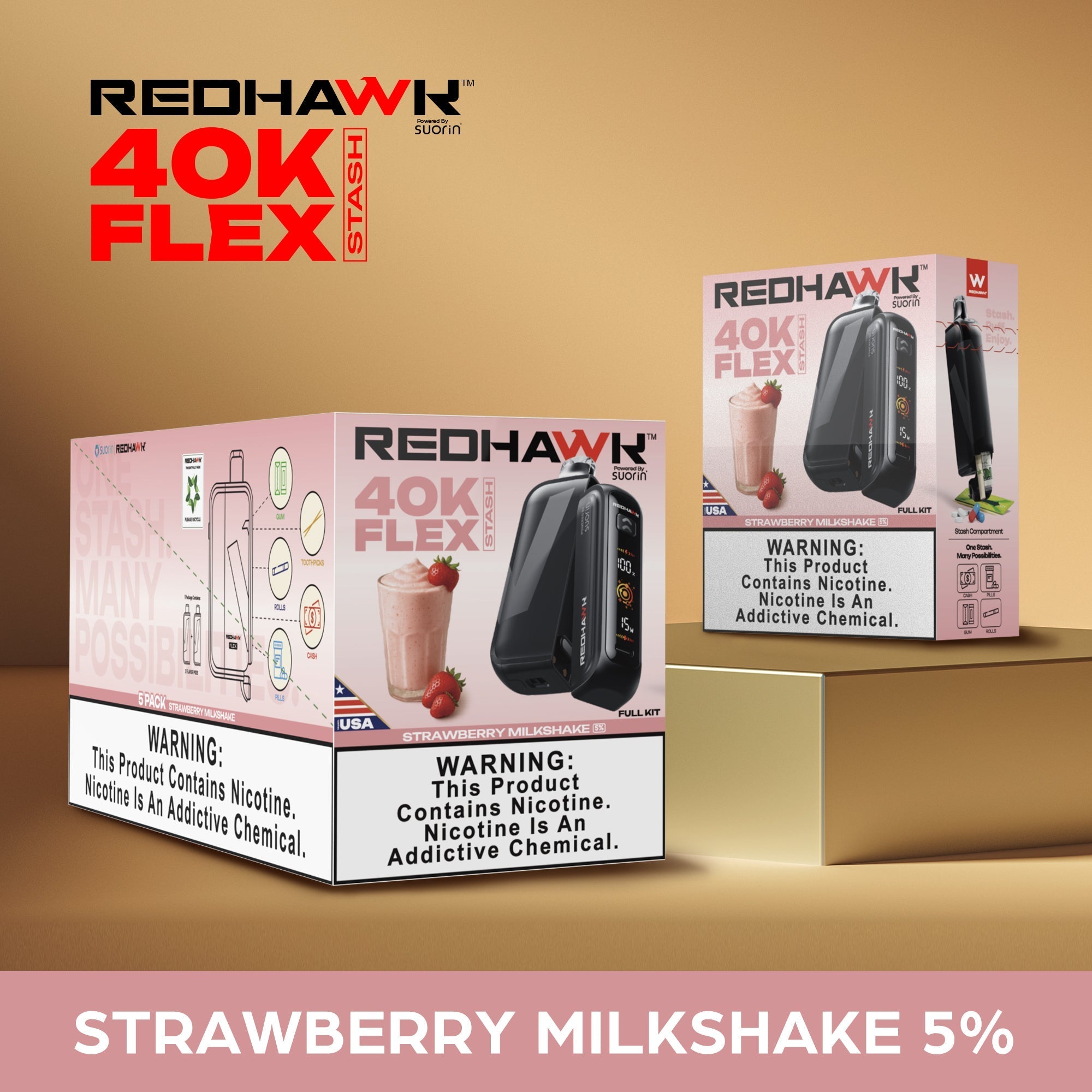RedHawk 40K Puff FLEX Stash Disposable Vape - Strawberry Milkshake — image 4
