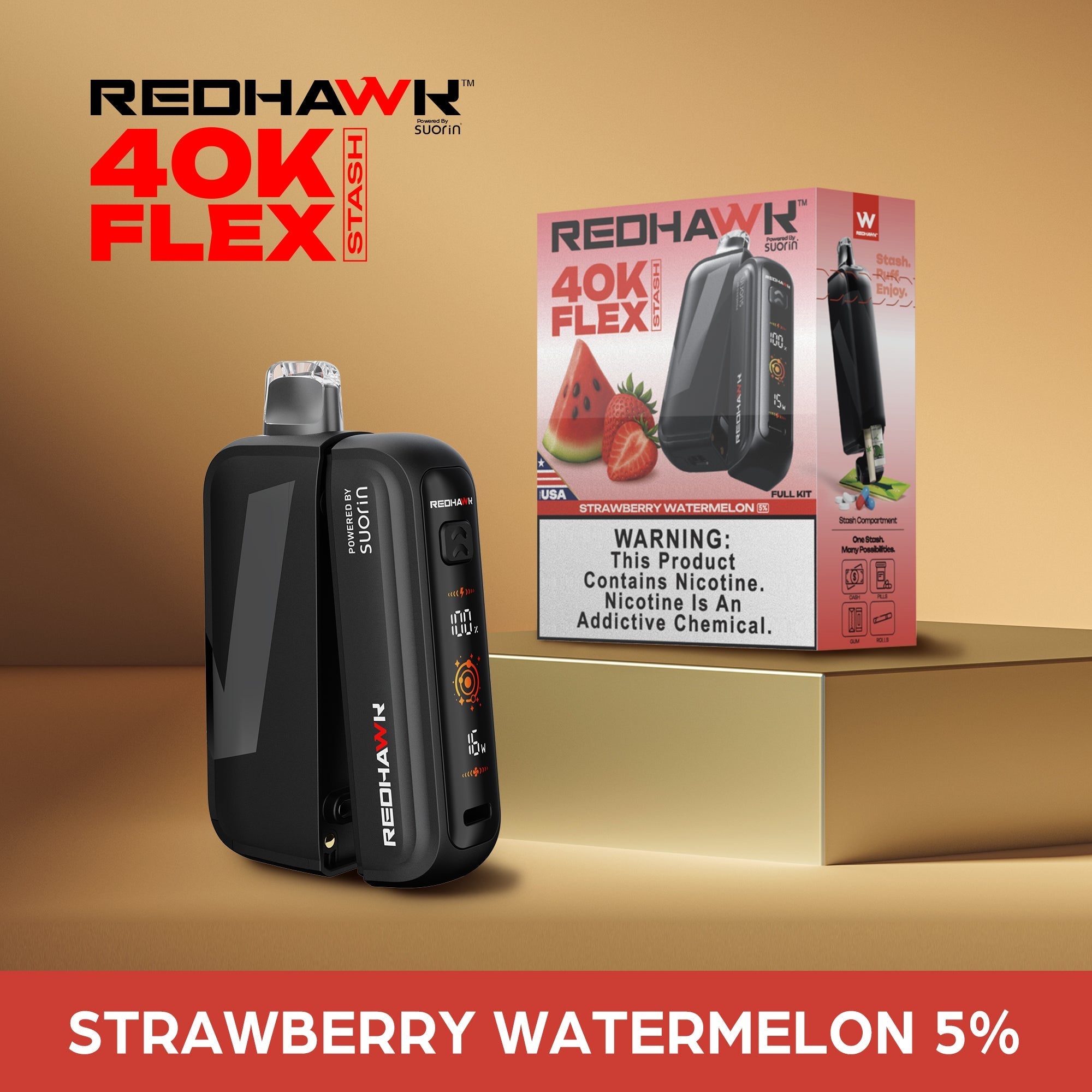 RedHawk 40K Puff FLEX Stash Disposable Vape - Strawberry Watermelon