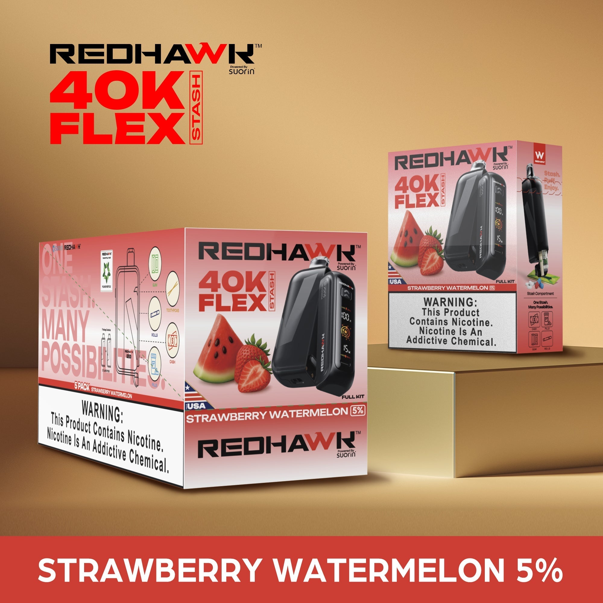 RedHawk 40K Puff FLEX Stash Disposable Vape - Strawberry Watermelon — image 4