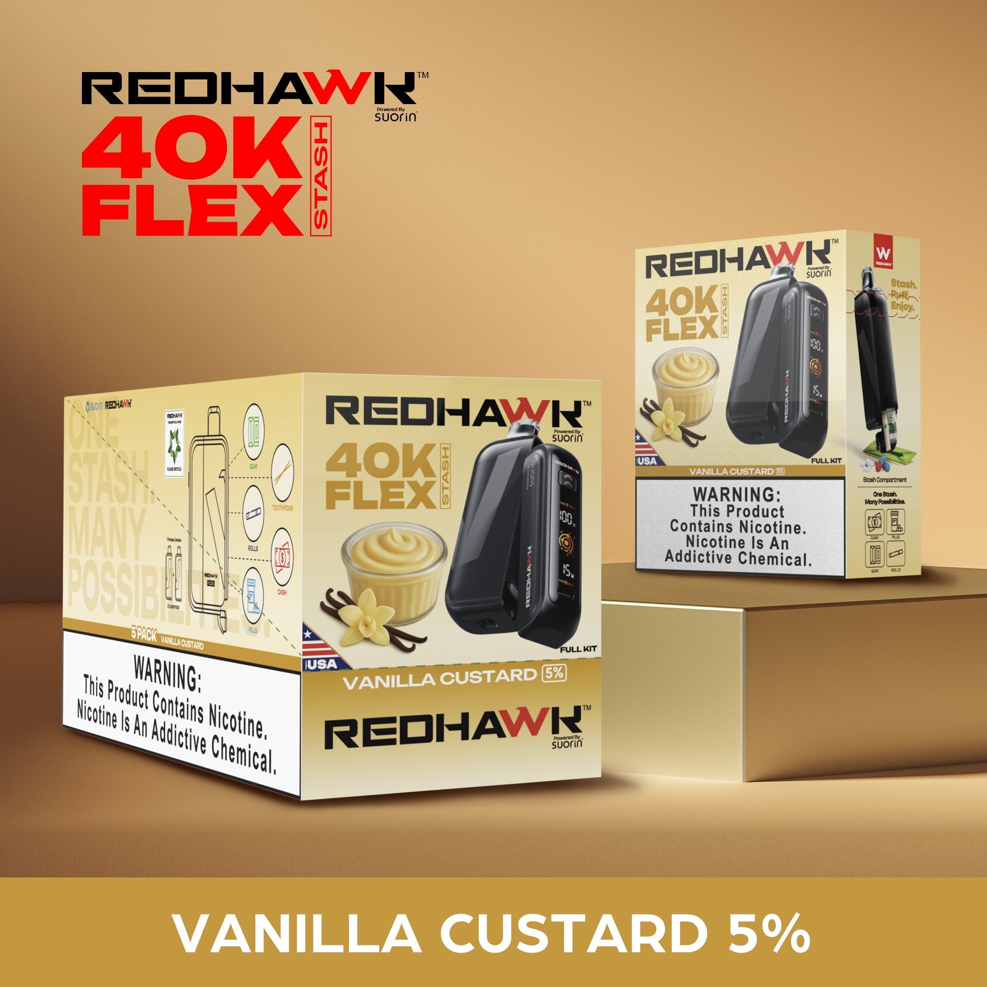 RedHawk 40K Puff FLEX Stash Disposable Vape - Vanilla Custard — image 4
