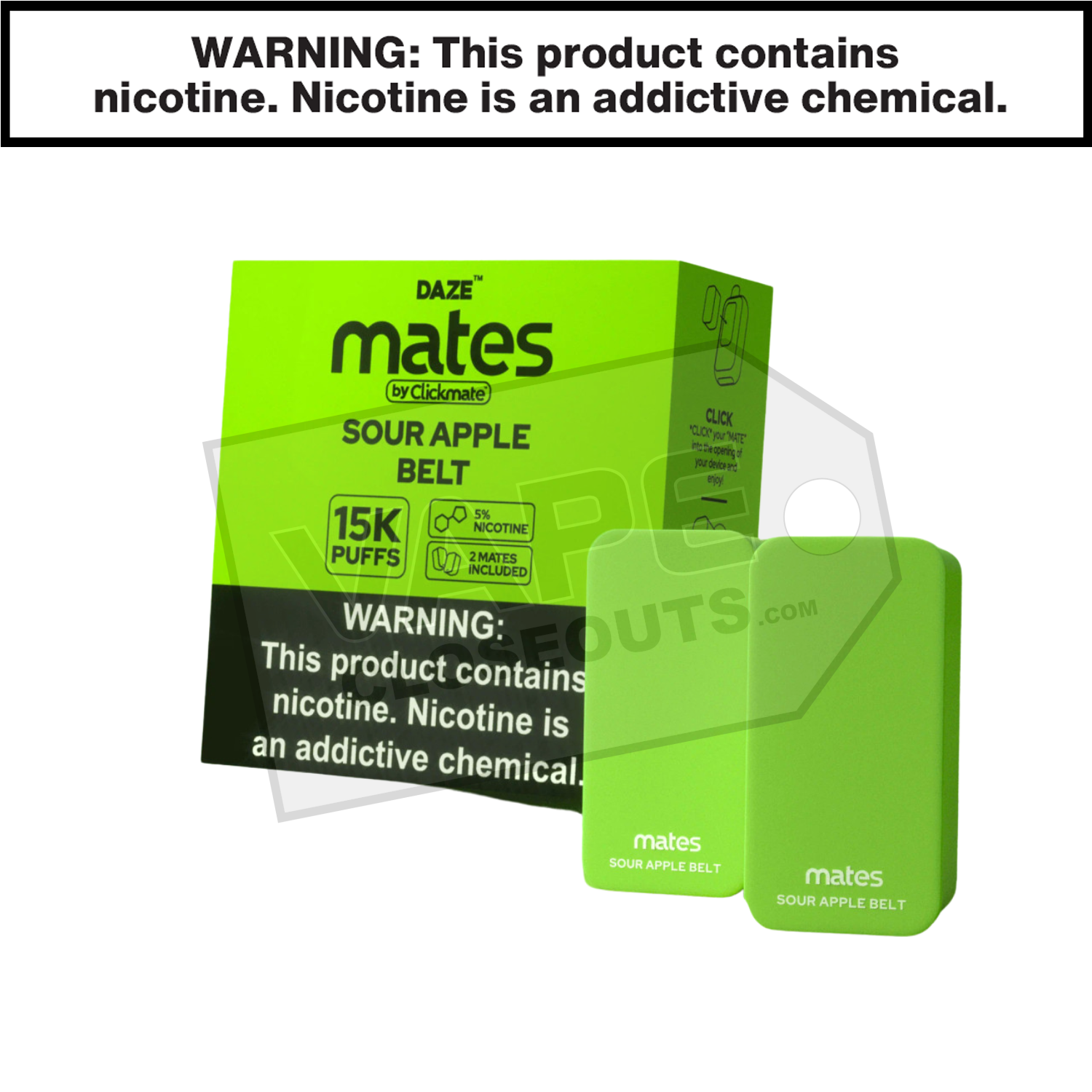 Mates Sour Apple Belts Clickmate Pods 15K (2pk)