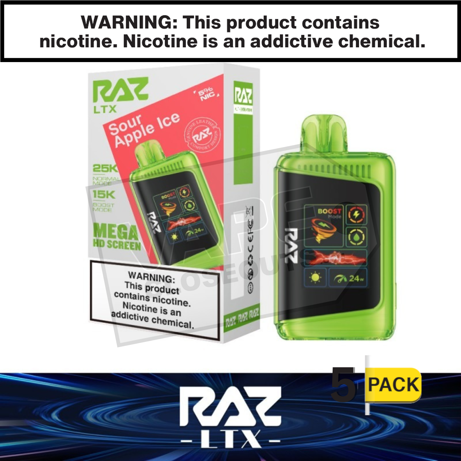 Sour Apple Ice RAZ LTX 25K Disposable Vape