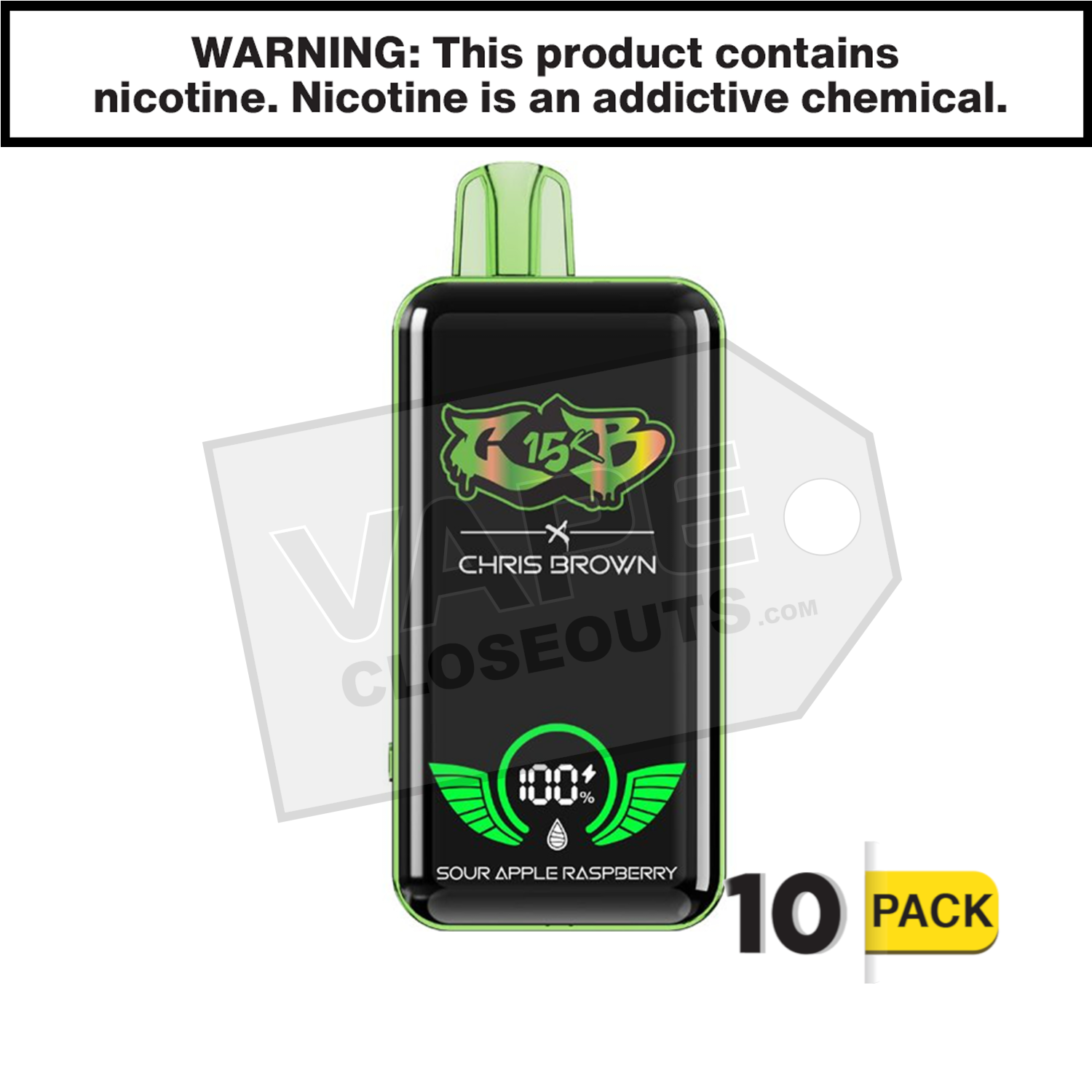 Sour Apple Raspberry Chris Brown CB15K Disposable Vape — image 2