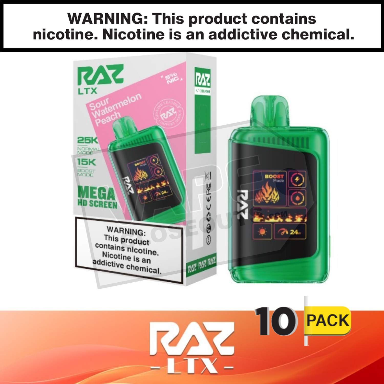 Sour Watermelon Peach RAZ LTX 25K Disposable Vape — image 2